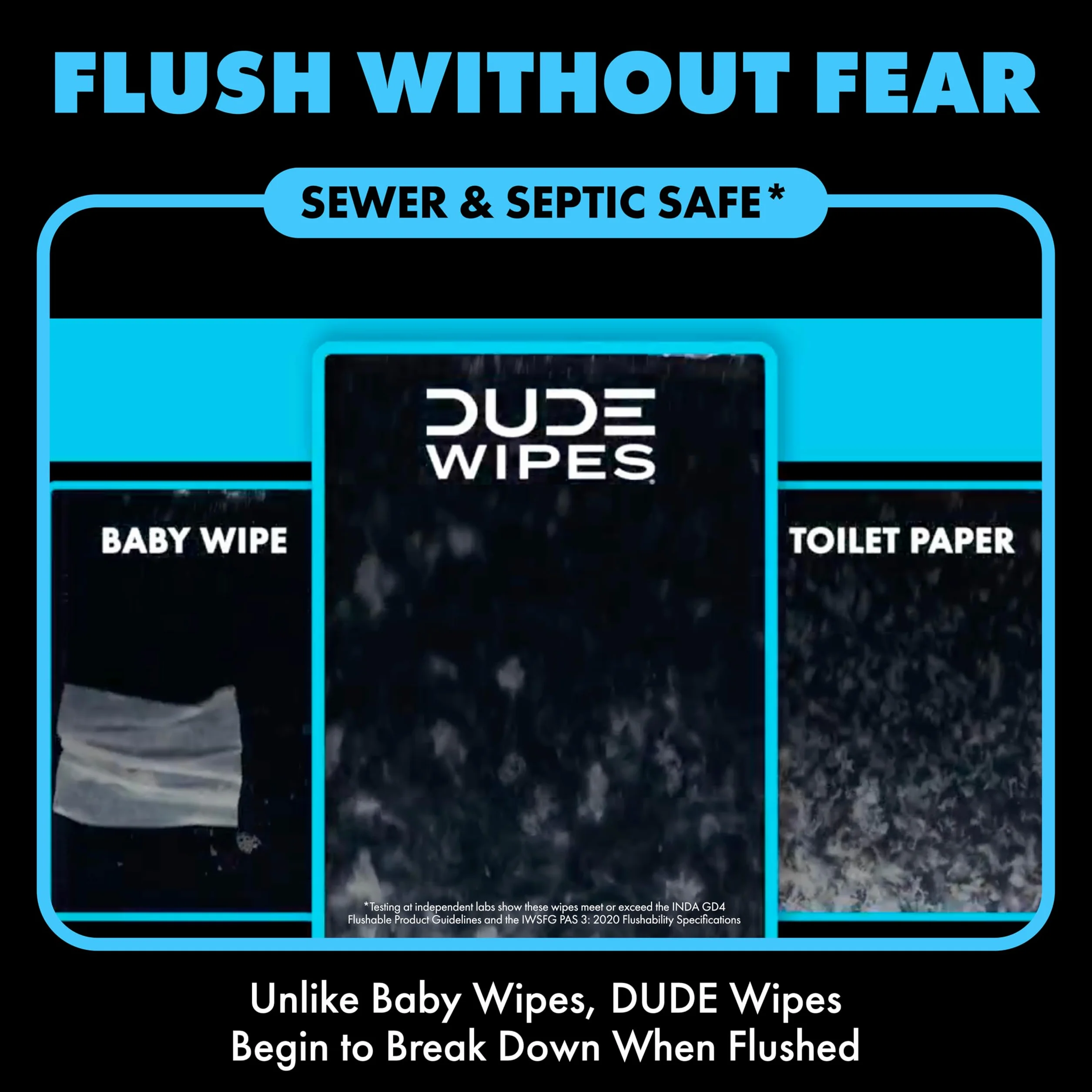 Dude Wipes Chusteczki do spłukiwania bezzapachowe naturalnie kojące opakowanie dozownika 48 ct