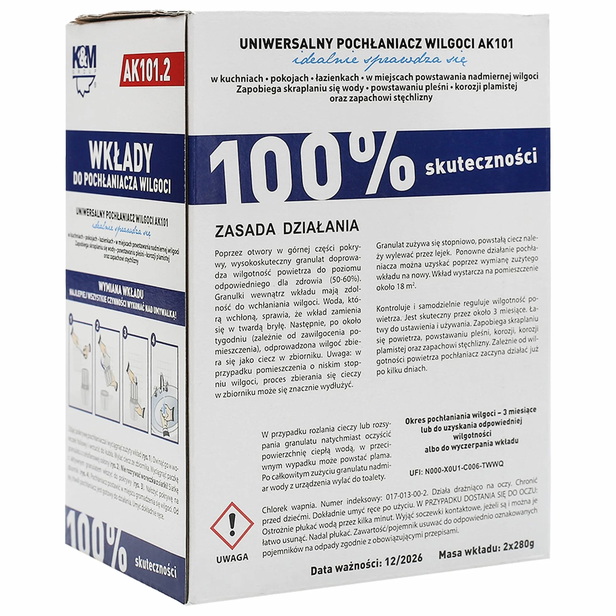 K&M Purepower 2x Worki wymienne do osuszacza Granulat osuszający 280 g Zestaw uzupełniający