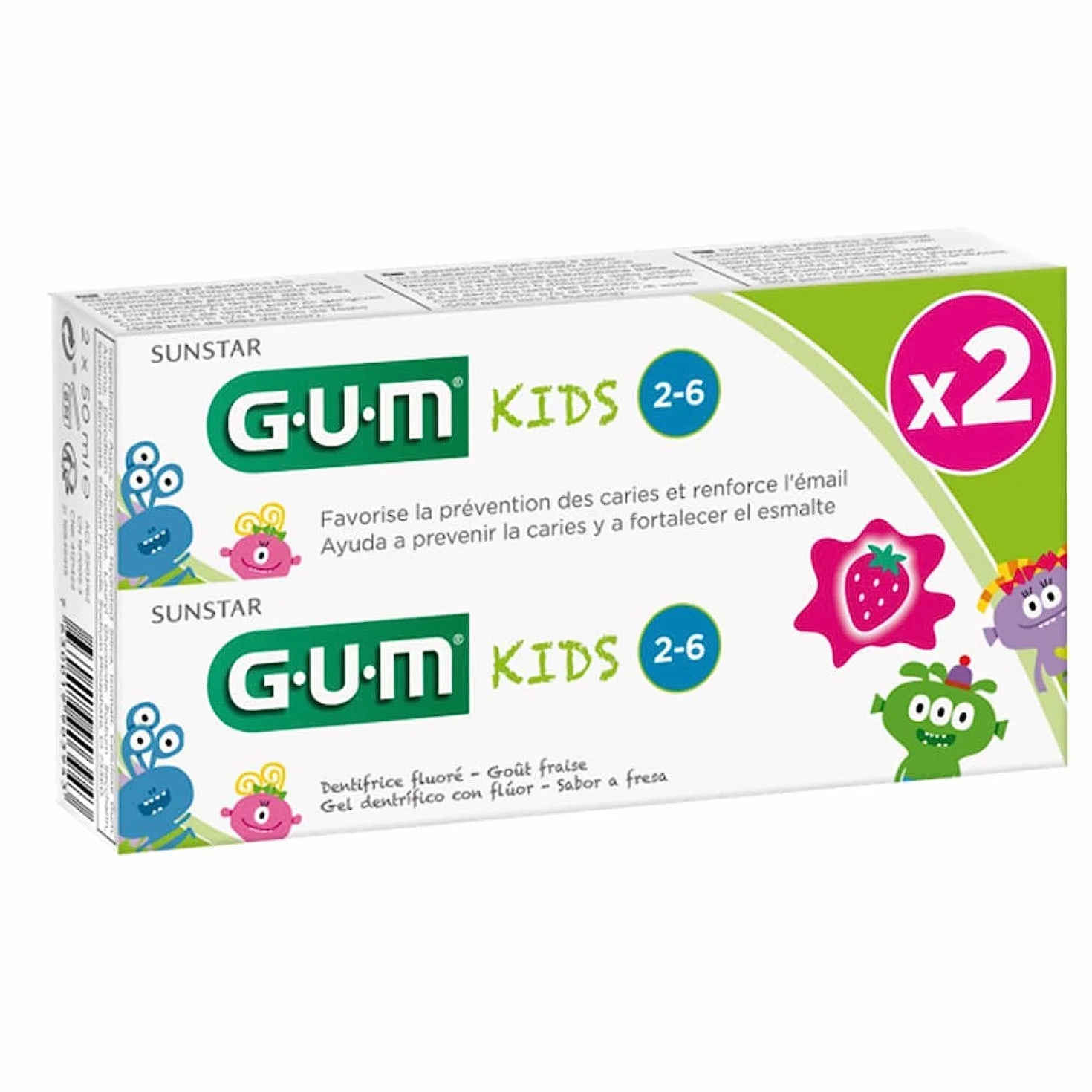 Truskawkowa pasta do zębów 2x50ml Dzieci od 2 do 6 lat Gum