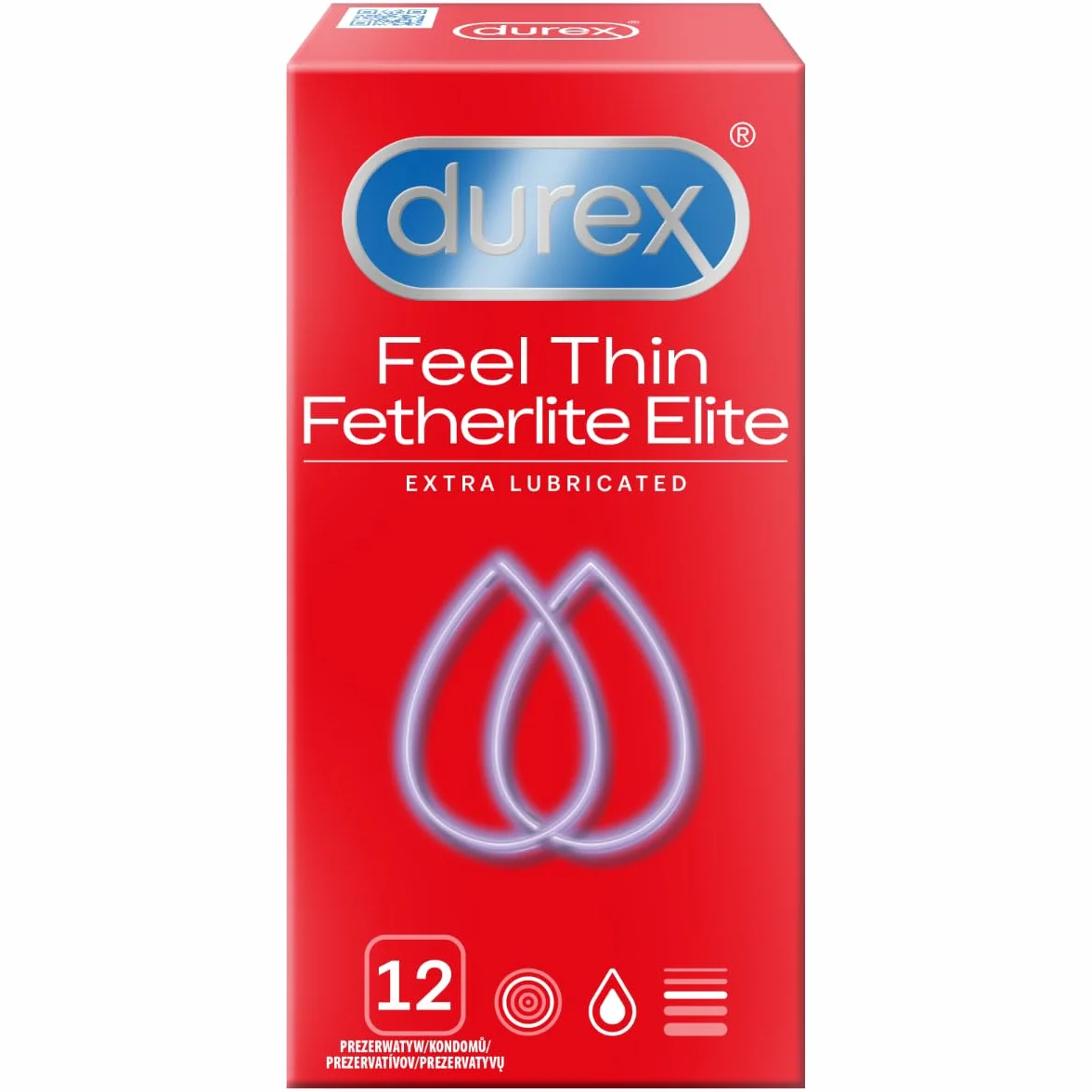 Durex Feel Thin Fetherlite Elite Prezerwatywy cienkie przezroczyste 12 szt.
