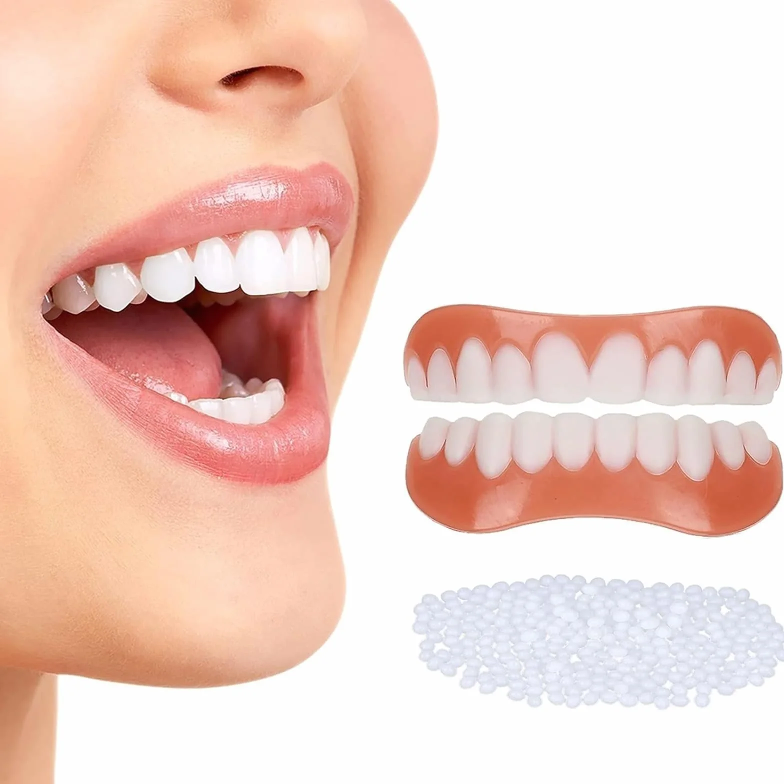 Snap on Perfect Smile Sztuczne Zęby 1 Para Zatrzaskowe Silikonowe Forniry Tymczasowe Wybielanie Proteza Górne Dolne