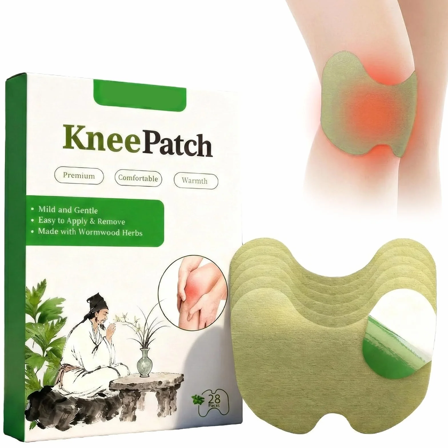 28 sztuk plastrów łagodzących ból karku, karku, naturalne plastry pod kolana, plastry rozgrzewające na kark, plecy, kolana, ramiona