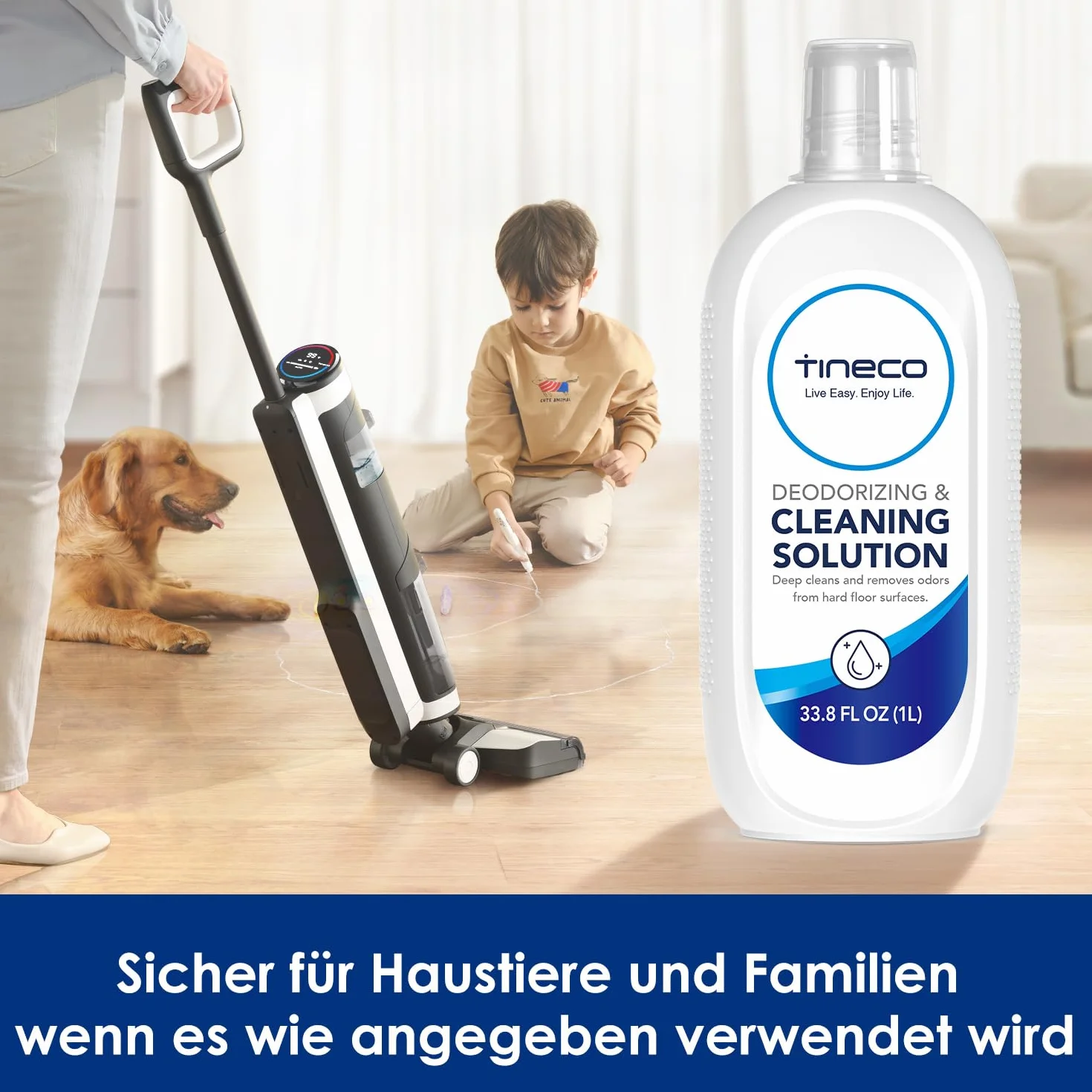 Tineco Multi-Surface środek do czyszczenia podłóg do iFloor Y2 / iFloor 5 Breeze Complete/FLOOR ONE S5/S6 Stretch/S7 Serie/S9 Artist/Switch Series (1 x 1 l), nadaje się do wszystkich twardych podłóg