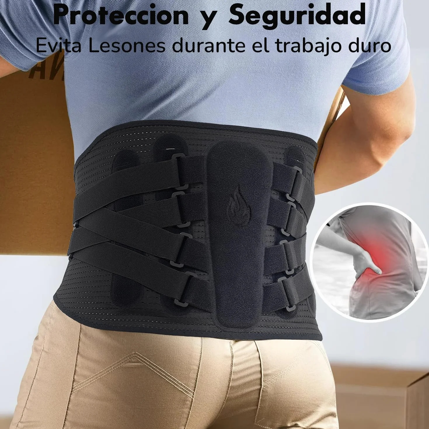 Pas lędźwiowy dla mężczyzn i kobiet ze wsparciem bionicznym, 3D, ergonomiczne szyny, 8 punktów kompresyjnych, oddychająca elastyczna siatka, bóle pleców, rwa kulszowa