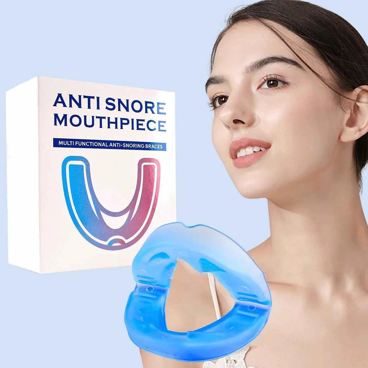 Anti-Snoring Mouthpiece,Food Grade Silicone Material Snore Mouth Guard,Instantly Quiet Antisnoring Device Mouthpiece,Make The Night Quiet,Universal Size for Women & Men (2pcs)