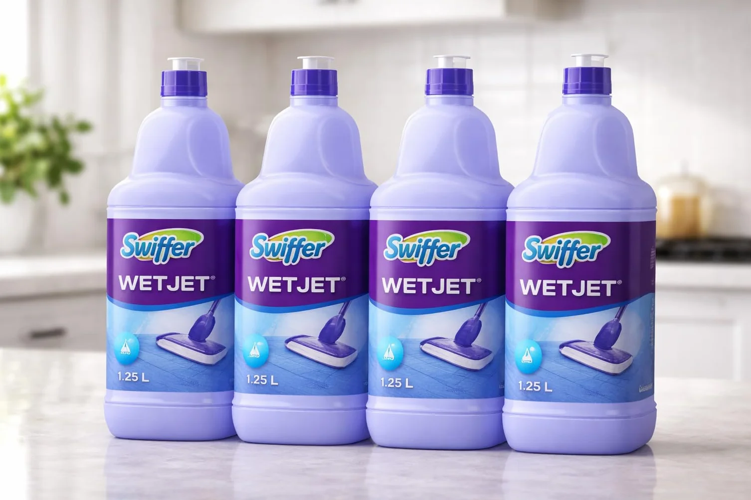 Swiffer - Wetjet środek do usuwania miotły, 4 sztuki (4 x 1,25 l)