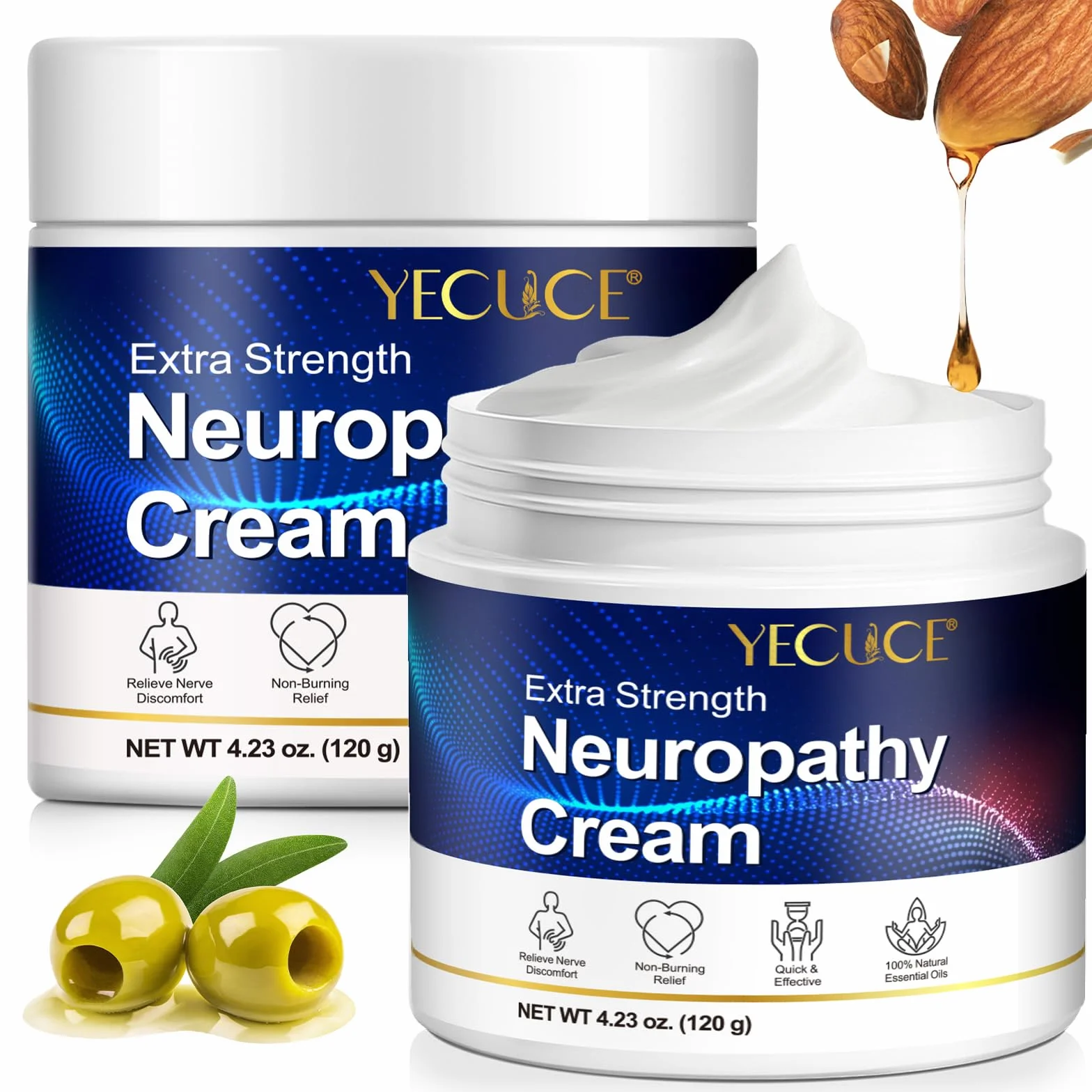 Krem Ulga W Neuropatii Extra Siła Dla Stop, Nóg, Dłoni, 2 Opakowania Palców U Nogów Z Naturalną Kurkumą, Imbir - Dyskomfort Mięśni I Stawów,Naturalny Krem Do Masażu Mięśni