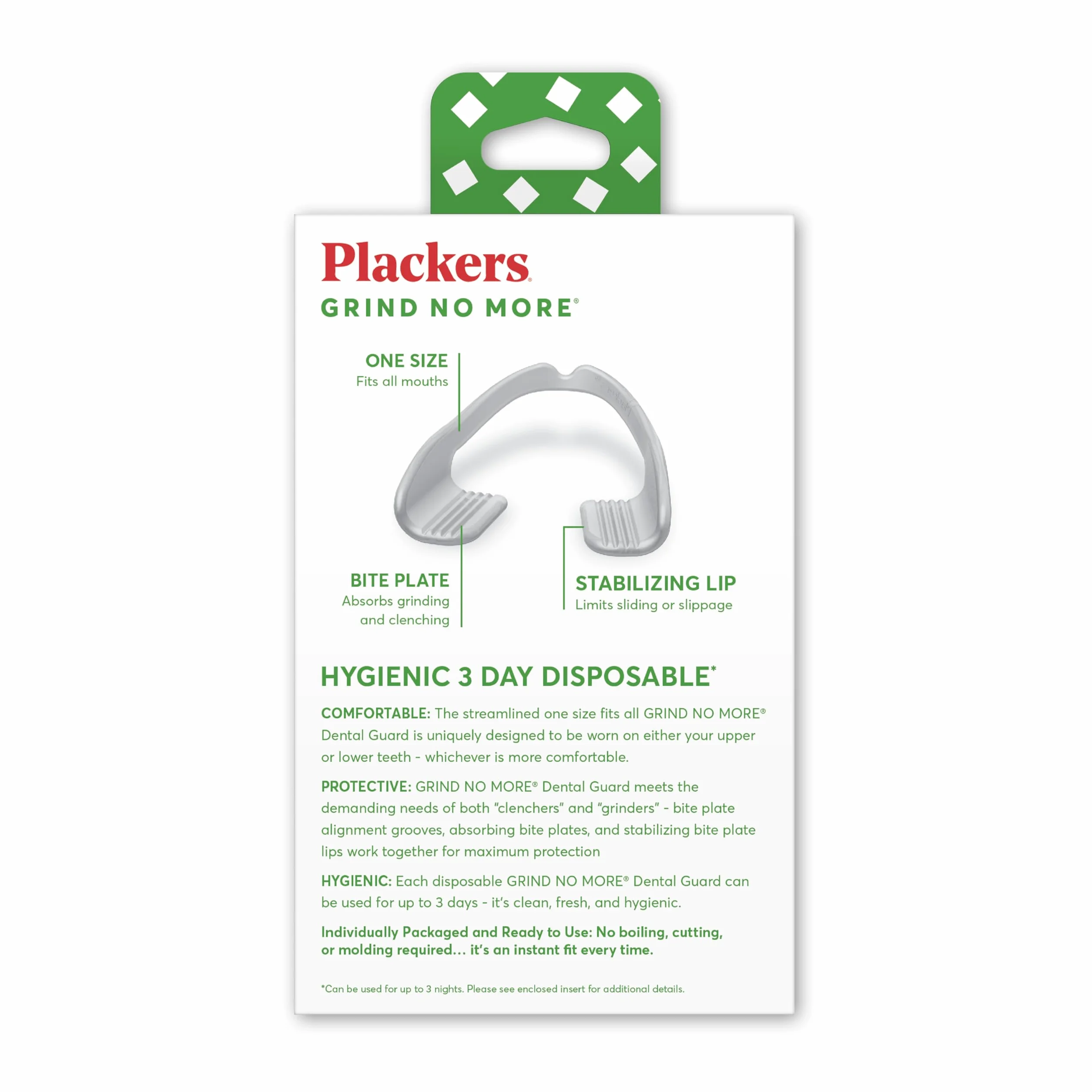 Plackers Ochraniacz na usta Grind No More Night Time Use 1 opakowanie (10 szt.)