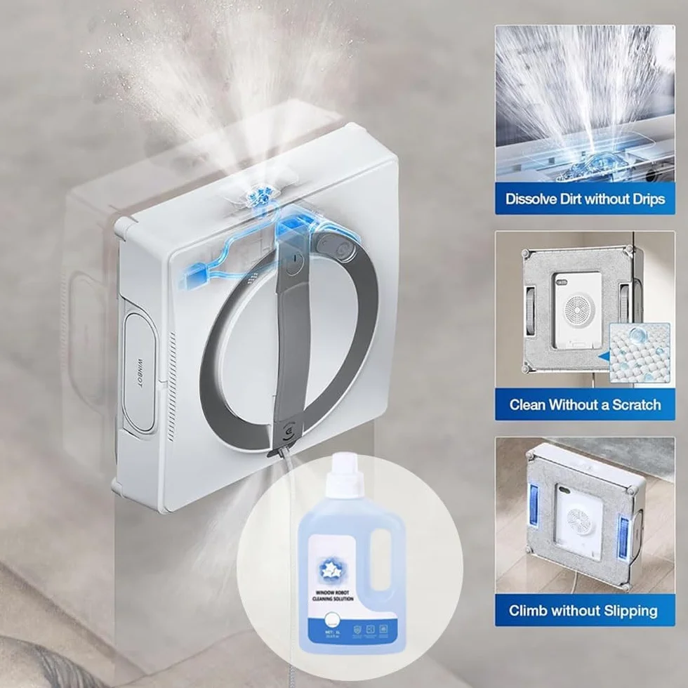 Płyn do mycia okien 1L kompatybilny z ECOVACS Winbot W1 Pro/W2 Pro Omni/Winbot Mini – wysoce wydajny płyn do mycia szyb dla robotów myjących okna(3pcs)