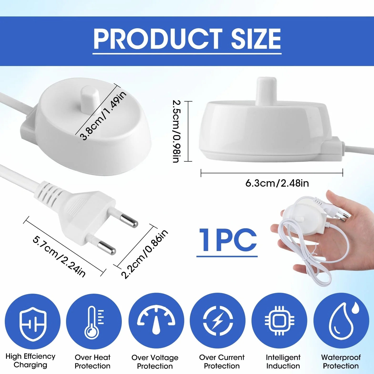 Elektryczna ładowarka do szczoteczek do zębów Oral B Braun Model 3757, zamiennik Pro 3, 2, 1, 600 700 1000 2000 2900 3000 3900, Vitality Genius Smart IO Series 6 Ładowanie podróżne