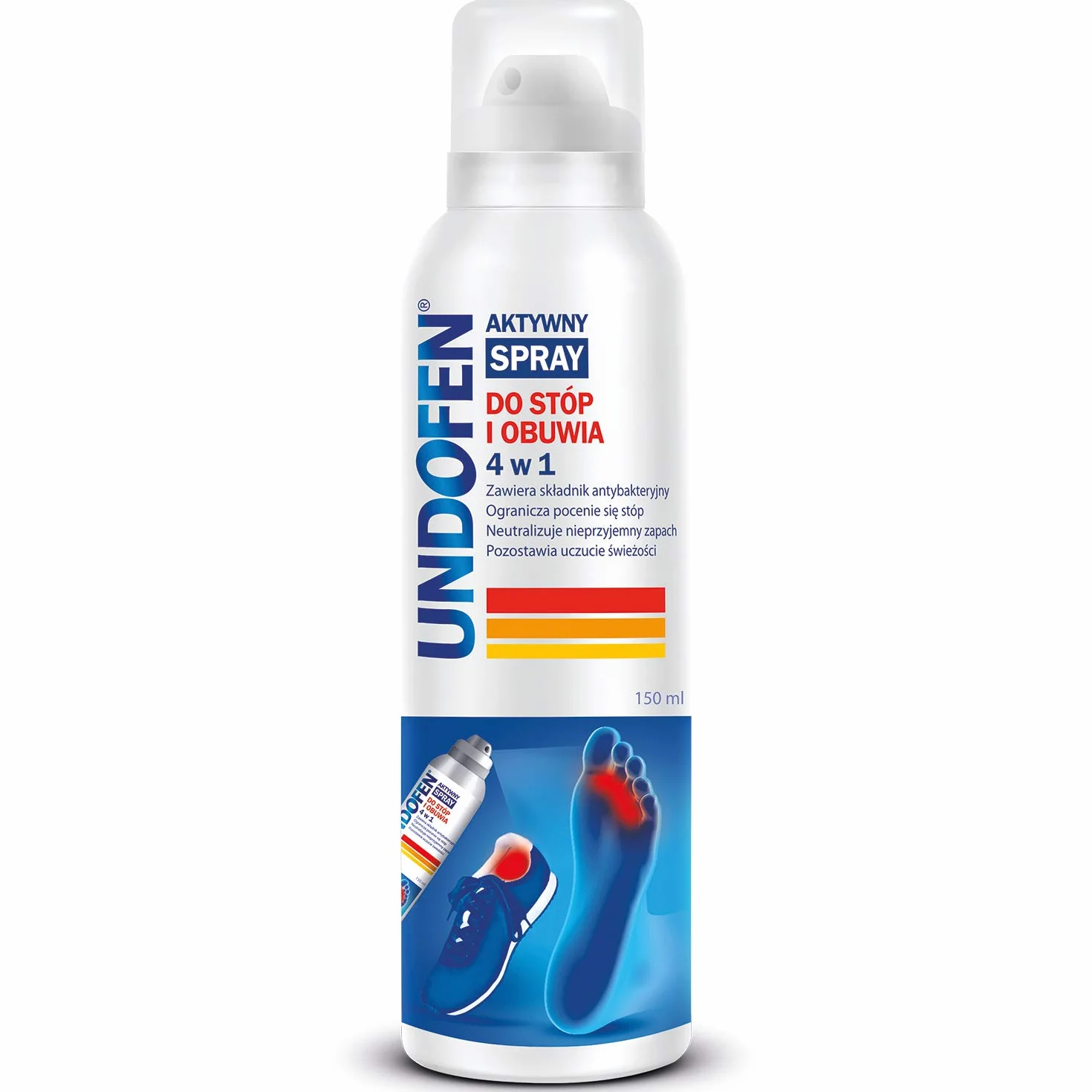 Undofen Aktywny Spray Do Stóp I Obuwia 4w1, Na Nadpotliwość Stóp - 150 ml
