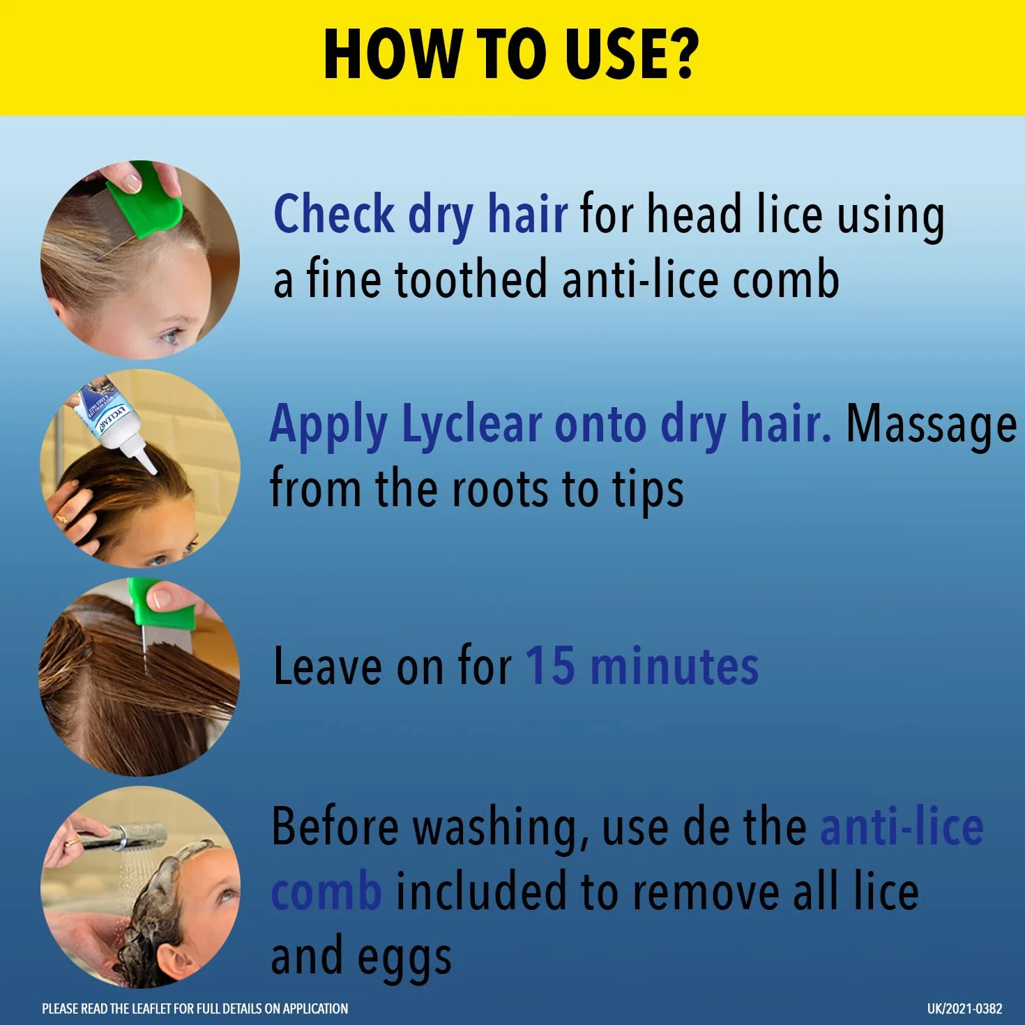 Lyclear Original Shampoo Head Lice Treatment + grzebień na wszy, zabija wszy i myje włosy, skuteczny w ciągu zaledwie 15 minut, format szamponu 200 ml i grzebień do nitów