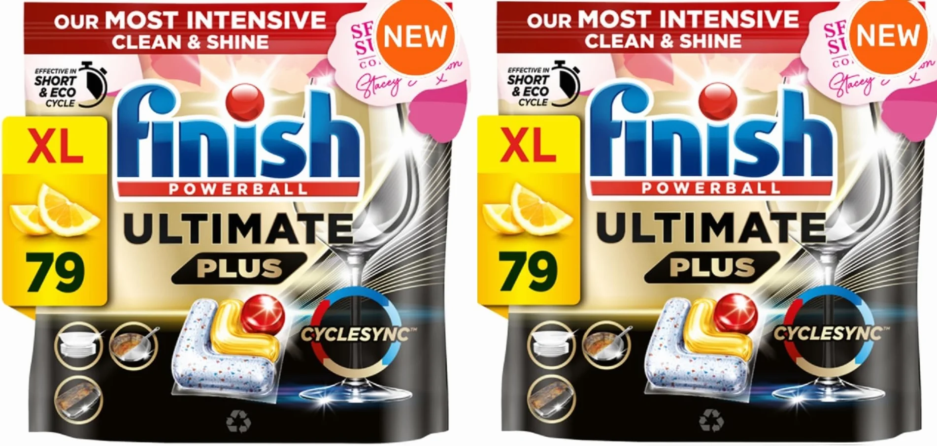 Finish Powerball Quantum Ultimate Lemon Sparkle zmywarka 2 x 70 tabletek