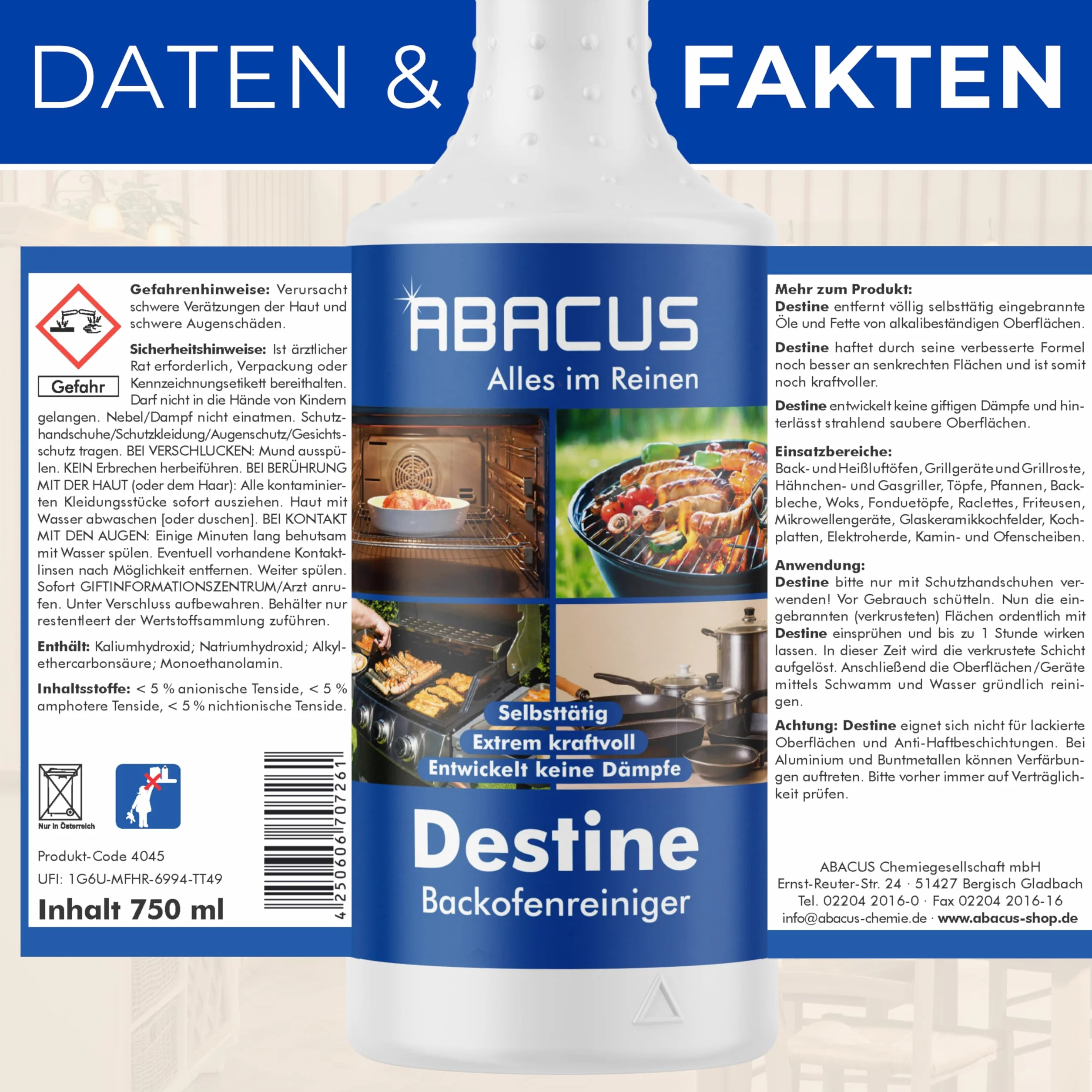 ABACUS® Środek do czyszczenia piekarnika i grilla 750 ml gotowy do użycia 4045