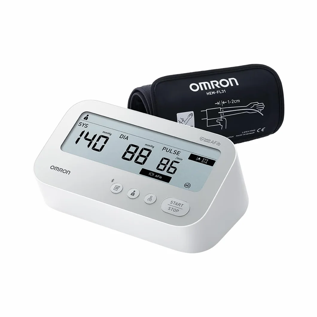 OMRON X4 Connect AFib Ciśnieniomierz Naramienny, Urządzenie Mierzące Ciśnienie Krwi z Mankietem (22-42 cm), Aparat do Ciśnienia Wykrywający Migotania Przedsionków z Bluetooth i Aplikacją OMRON Connect