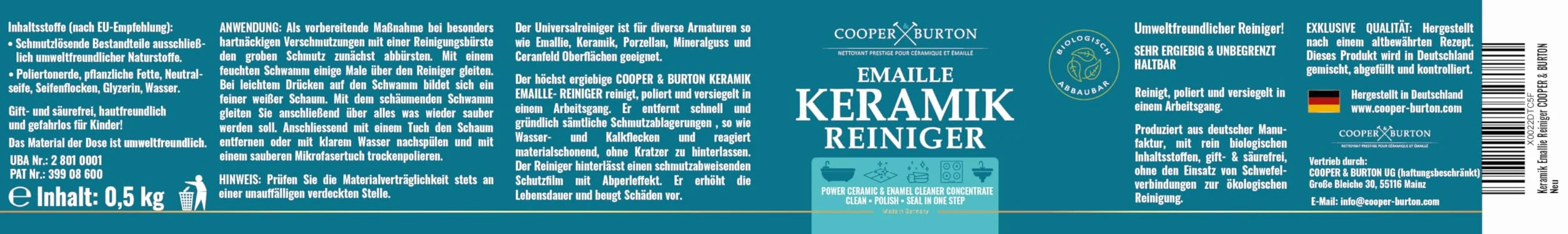 Środek czyszczący do ceramiki 0,5 kg + 4 ściereczki COOPER