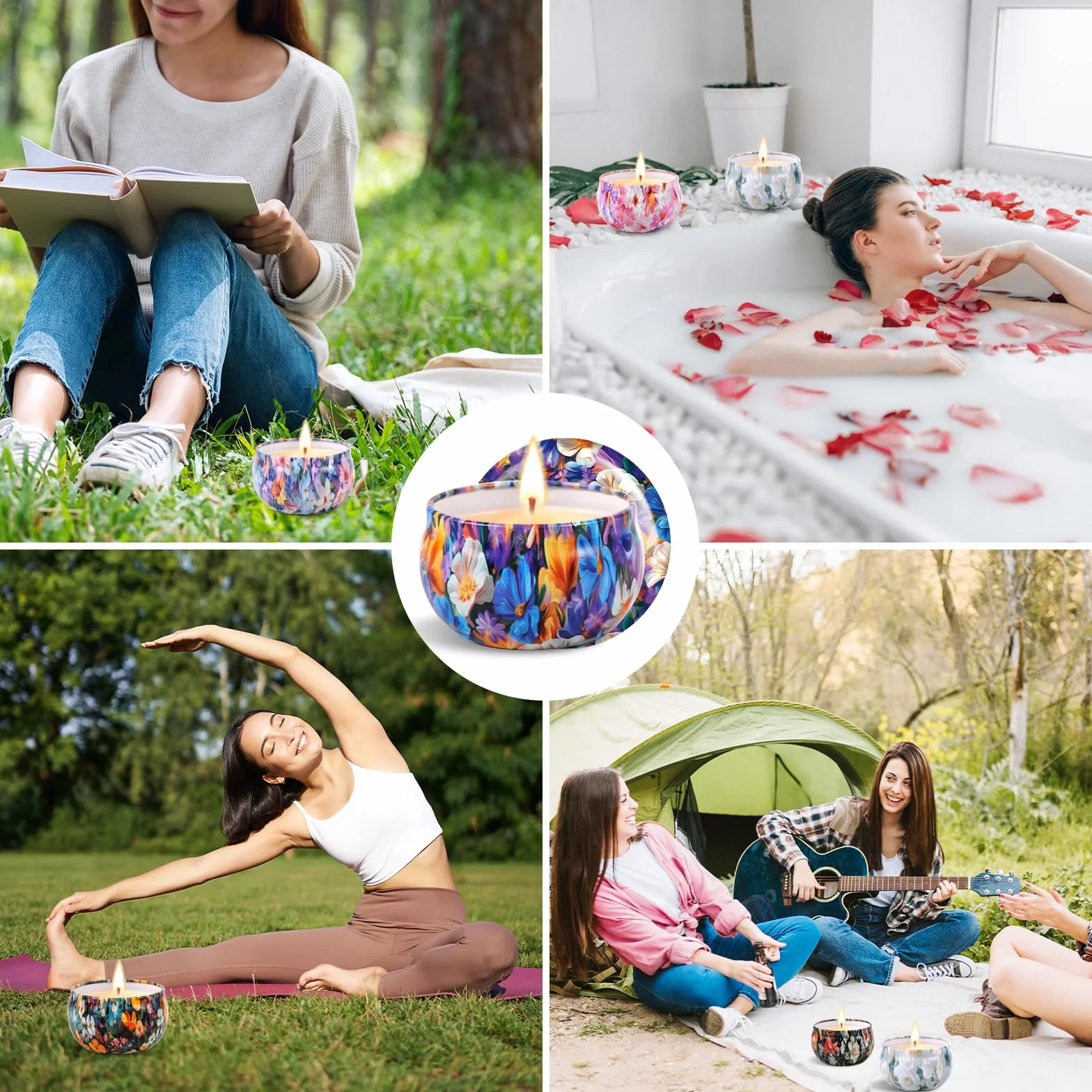 Świece zapachowe, 12-częściowy zestaw prezentowy świec zapachowych, świeca dekoracyjna, naturalny wosk sojowy do kąpieli, jogi, ślubu, Bożego Narodzenia, prezenty urodzinowe (12 zapachów)