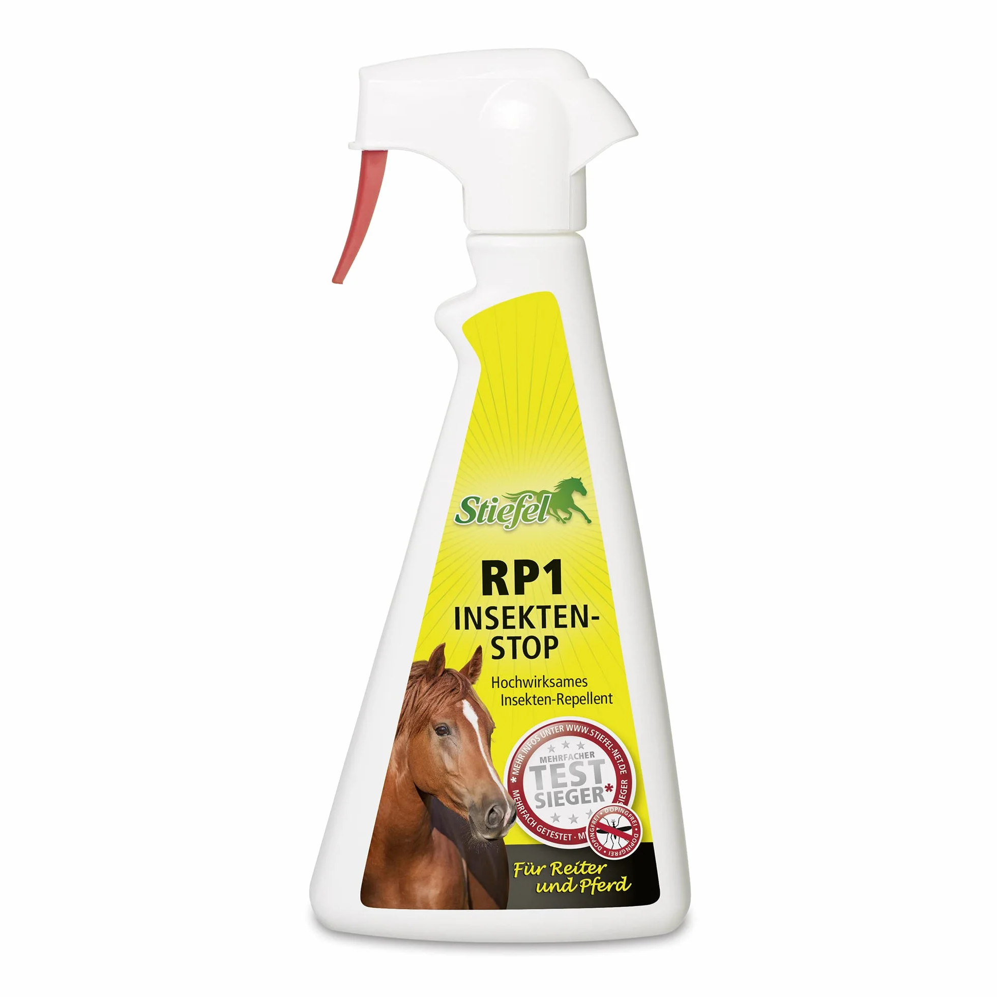 Stiefel RP1 spray przeciw owadom dla koni, bardzo skuteczna ochrona przed owadami dla koni i jeźdźców, prawie bezzapachowy, przyjazny dla skóry, spray przeciw komarom, hamulcom, kleszczom, wiele godzin skuteczności, 500 ml
