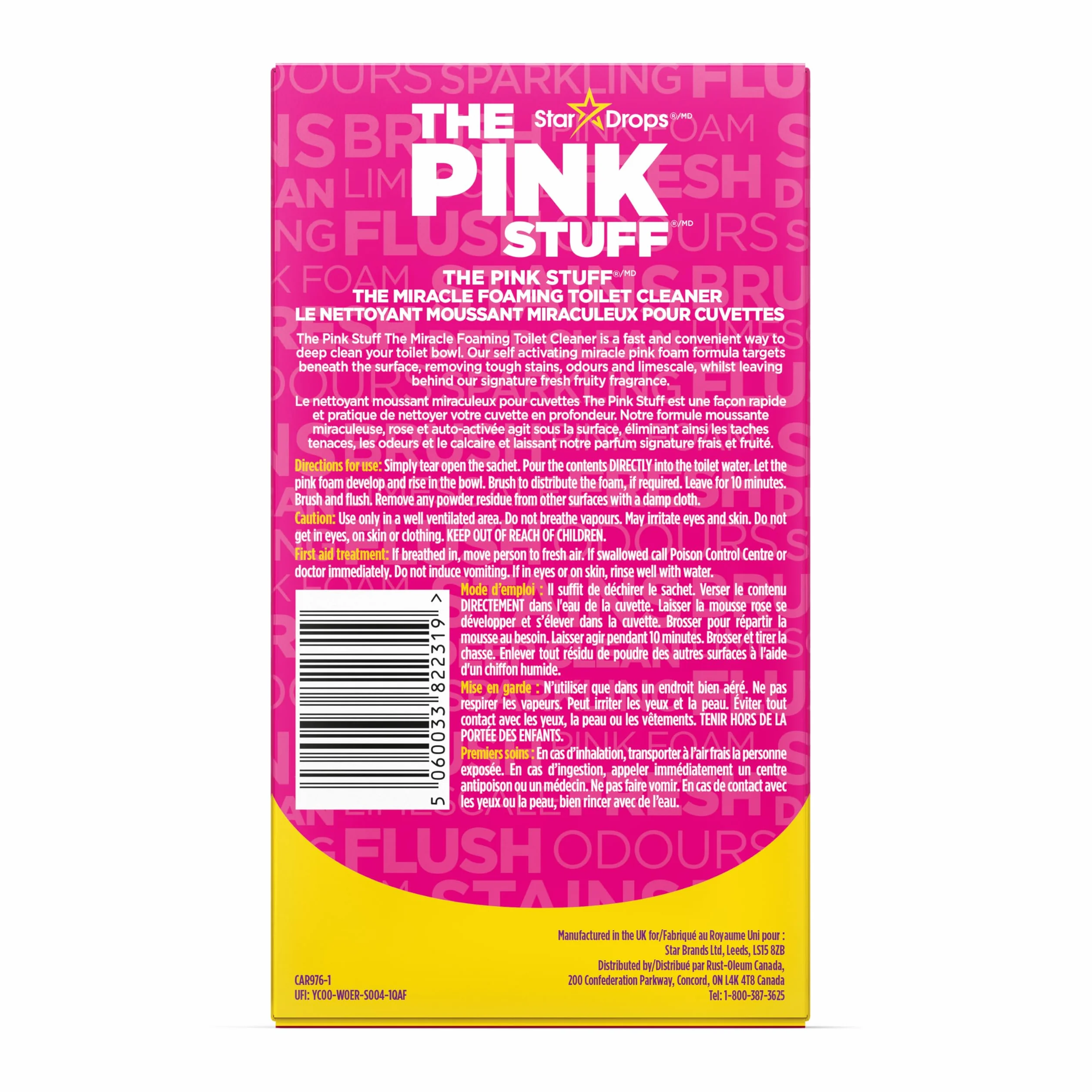 Stardrops The Pink Stuff - The Miracle Power Foaming Środek do czyszczenia toalet - 2 zabiegi - Samoaktywująca się różowa pianka, opakowanie 1 szt. (207 ml)