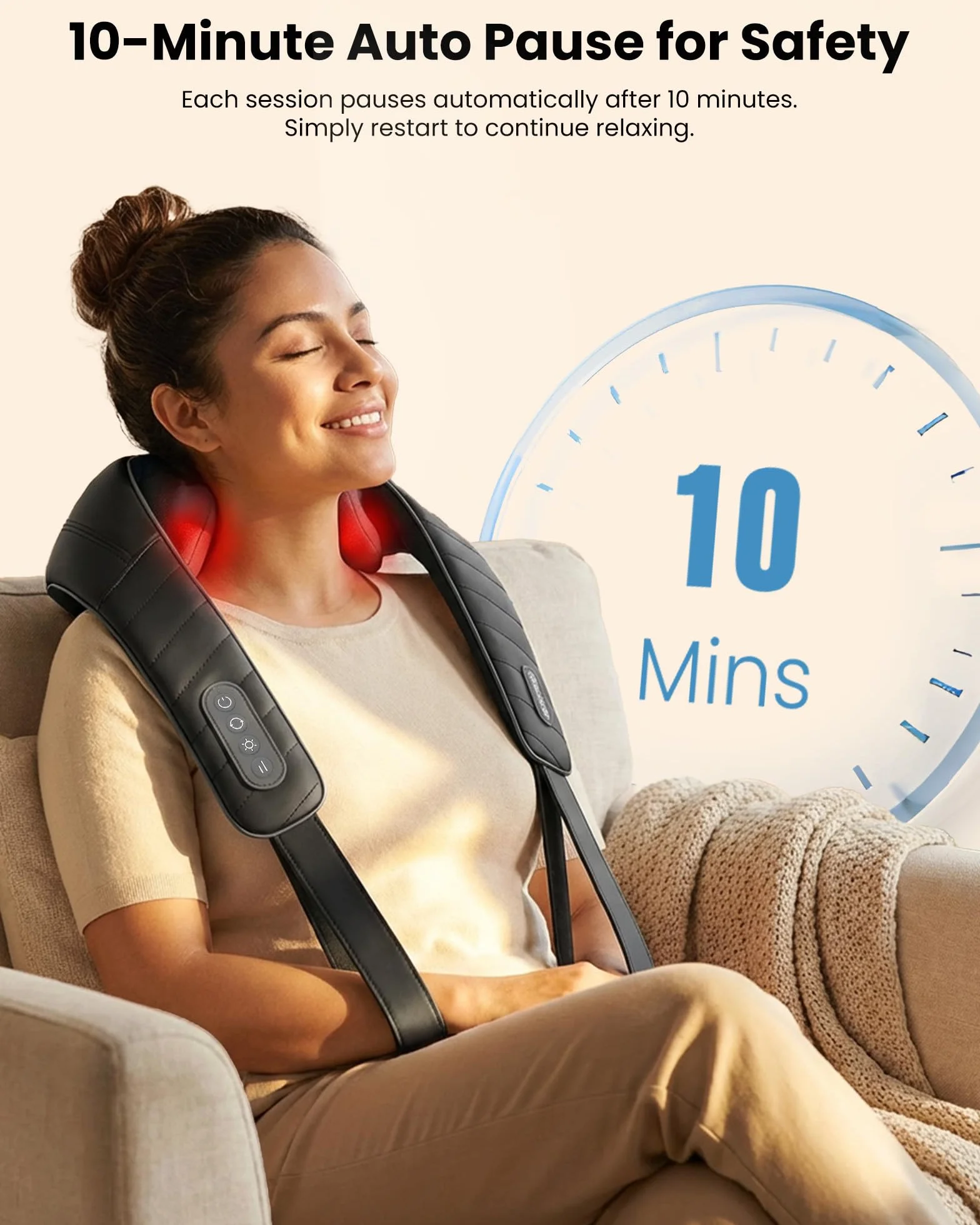 COMFIER Bezprzewodowy masażer Shiatsu 4D z ciepłem na kark, plecy, ramiona