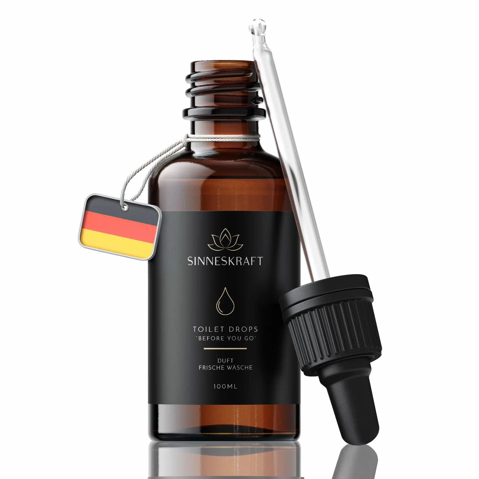 Toilet Drops: zapach świeżego prania – Before-You-Go zapach toalety, jakość premium z Niemiec, 100 ml, do 200 zastosowań
