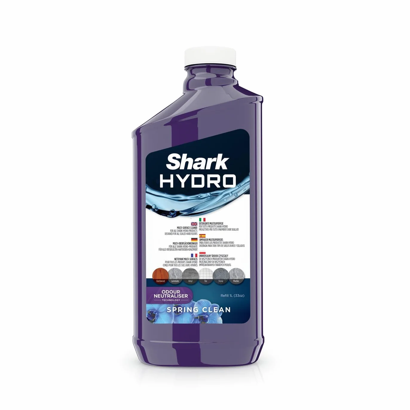 Shark Hydro Multi-Surface Cleaner Refill 1 Litre with Odour Neutraliser, Hard Floor Cleaning Solution, Compatible with Shark Hydro Hard Floor Cleaner WD210 & WD100, 4968FFJ200EU