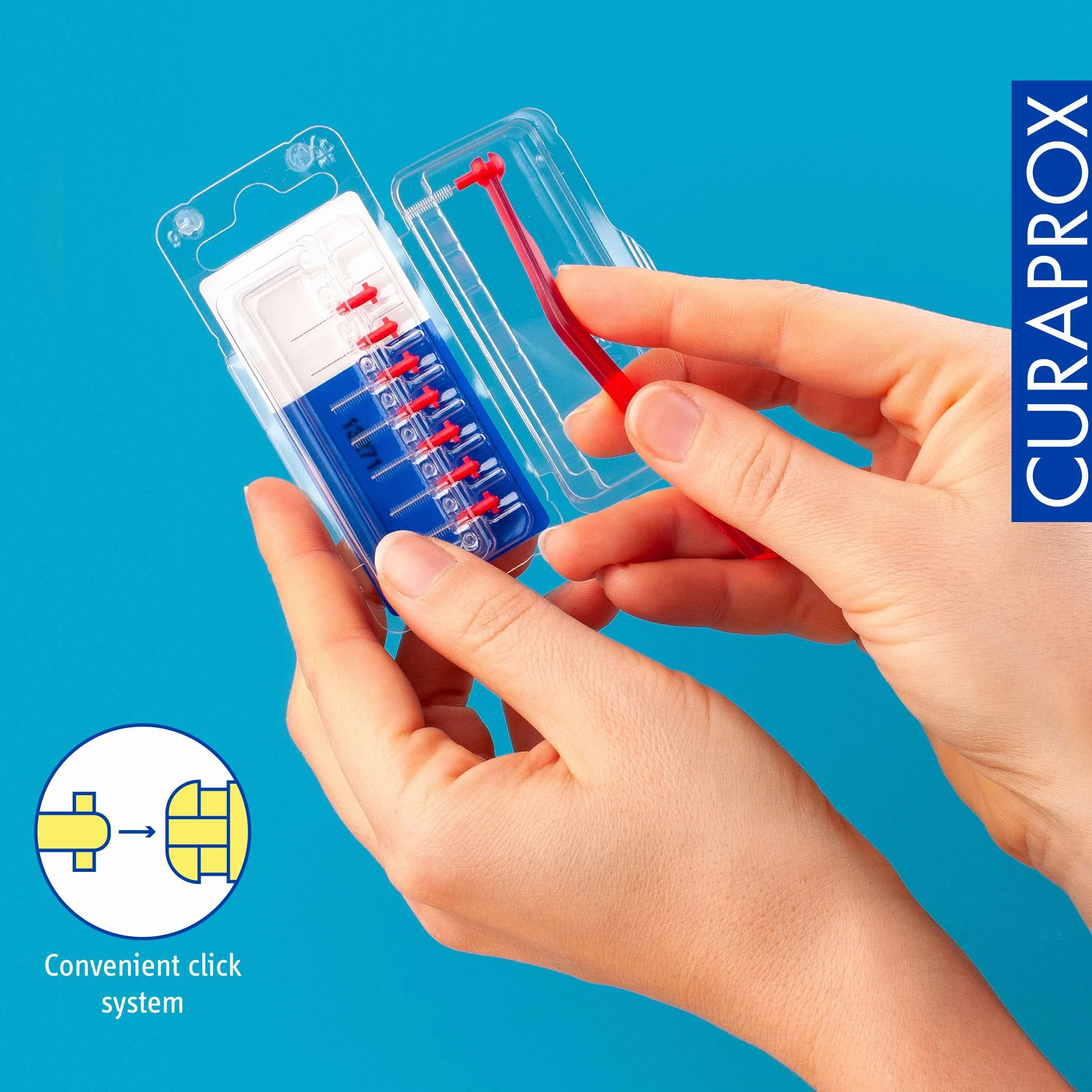 Curaprox Interdental Brush Wkłady CPS 07 Prime-ISO Rozmiar 1, Czerwony/Ultra-Fine filamenty do skutecznego czyszczenia szczelin szczelinowych / 8-Pack/Made in Switzerland/English Packaging