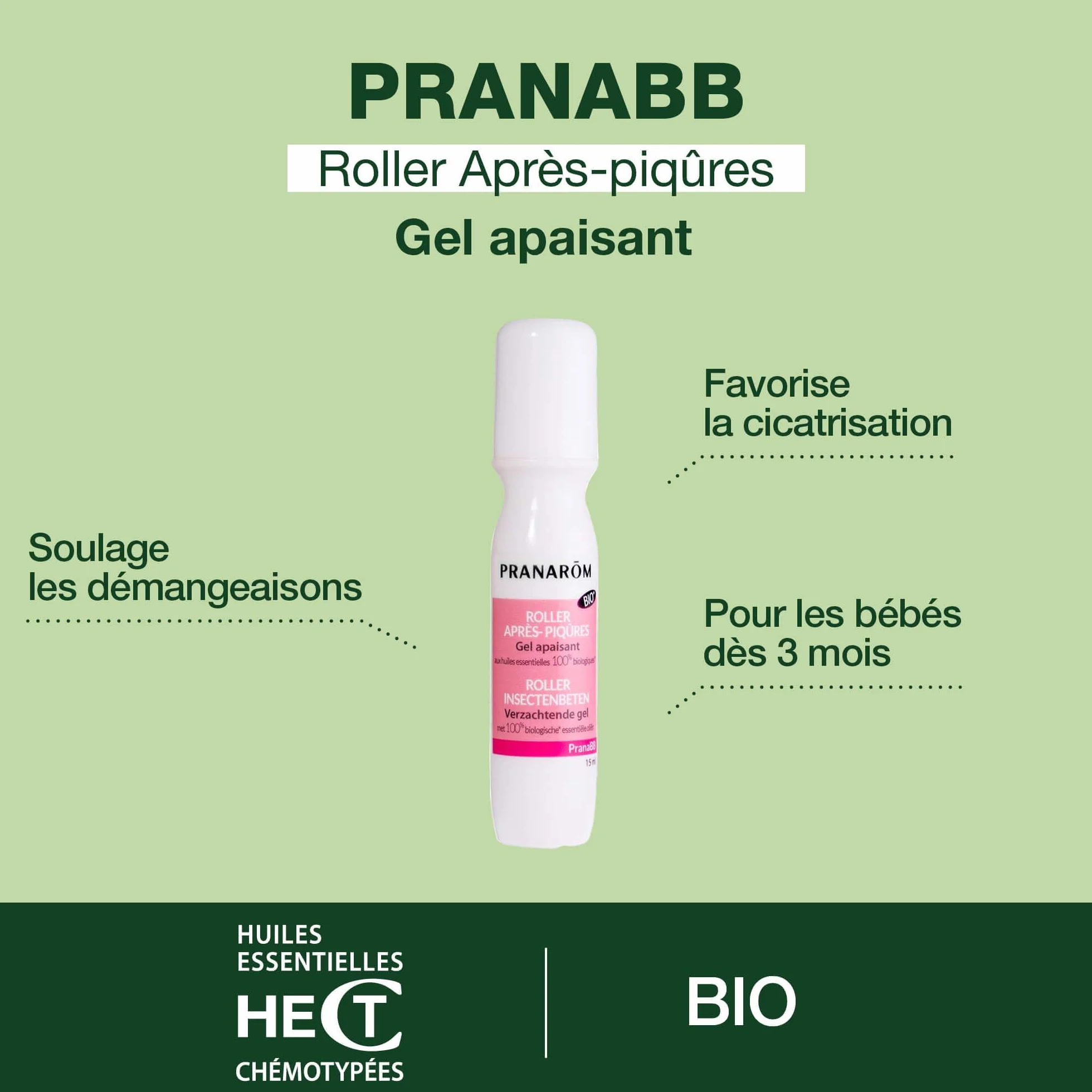 Pranarôm Organiczny Kojący Żel Kojący dla Dzieci i Dzieci Z Organicznymi Olejkami Eterycznymi Pranabb 15 ml