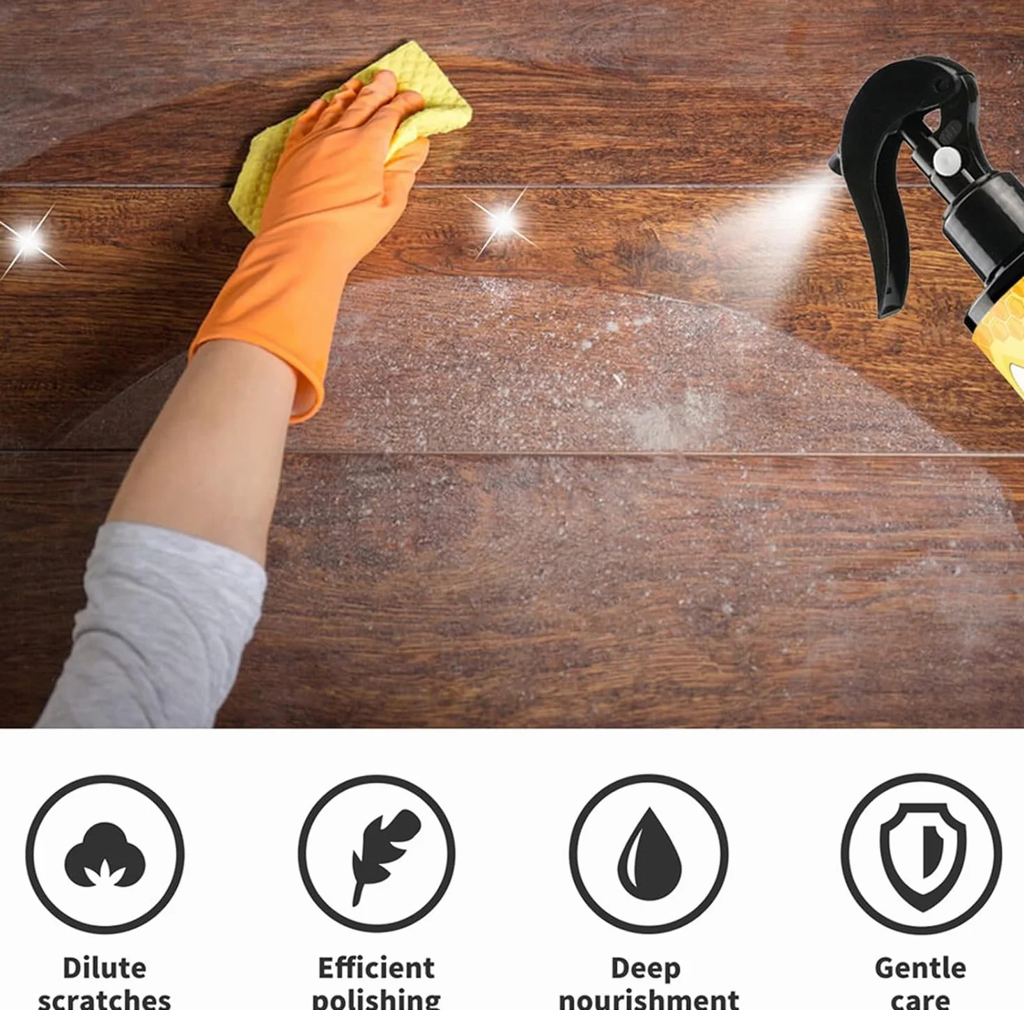 2Pcs Natural Micro-Molecularized Beeswax Spray,Beeswax Spray Furniture Polish And Cleaner,Molecularized Beeswax Wood Cleaner Spray