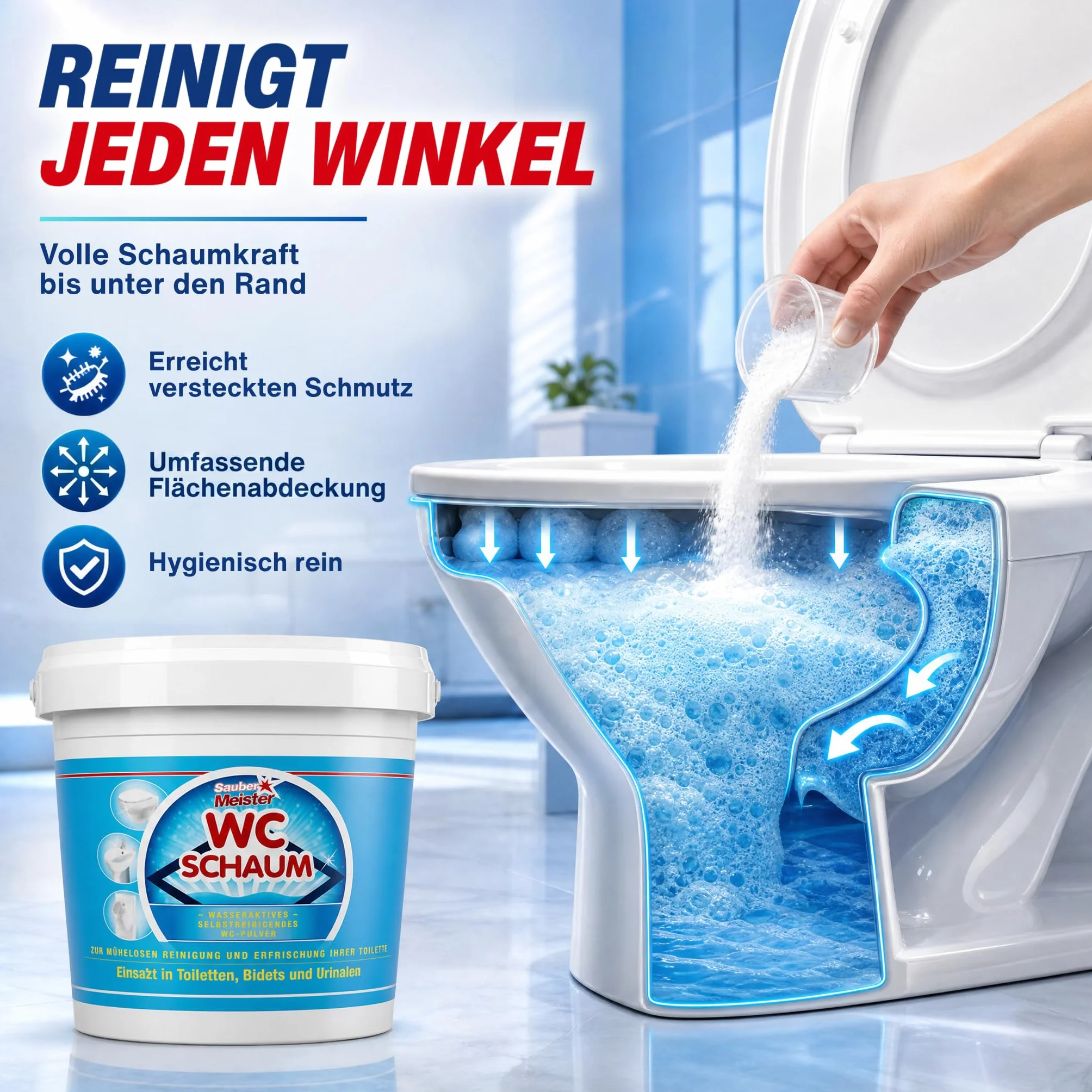 Myjka do WC w proszku mocna pianka środek czyszczący przeciwko kamieniowi moczowemu samoczyszcząca 5 sztuk