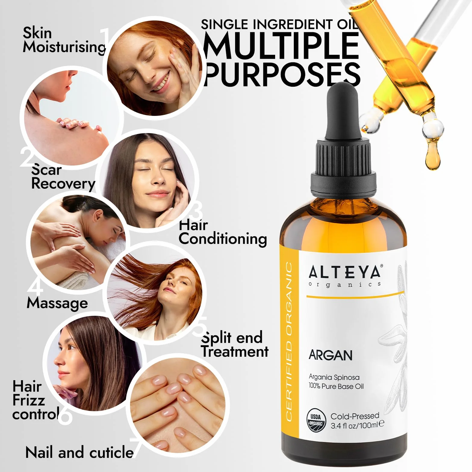 Alteya Bio olejek arganowy 100 ml – 100% certyfikowany USDA czysty naturalny olej arganowy tłoczony na zimno