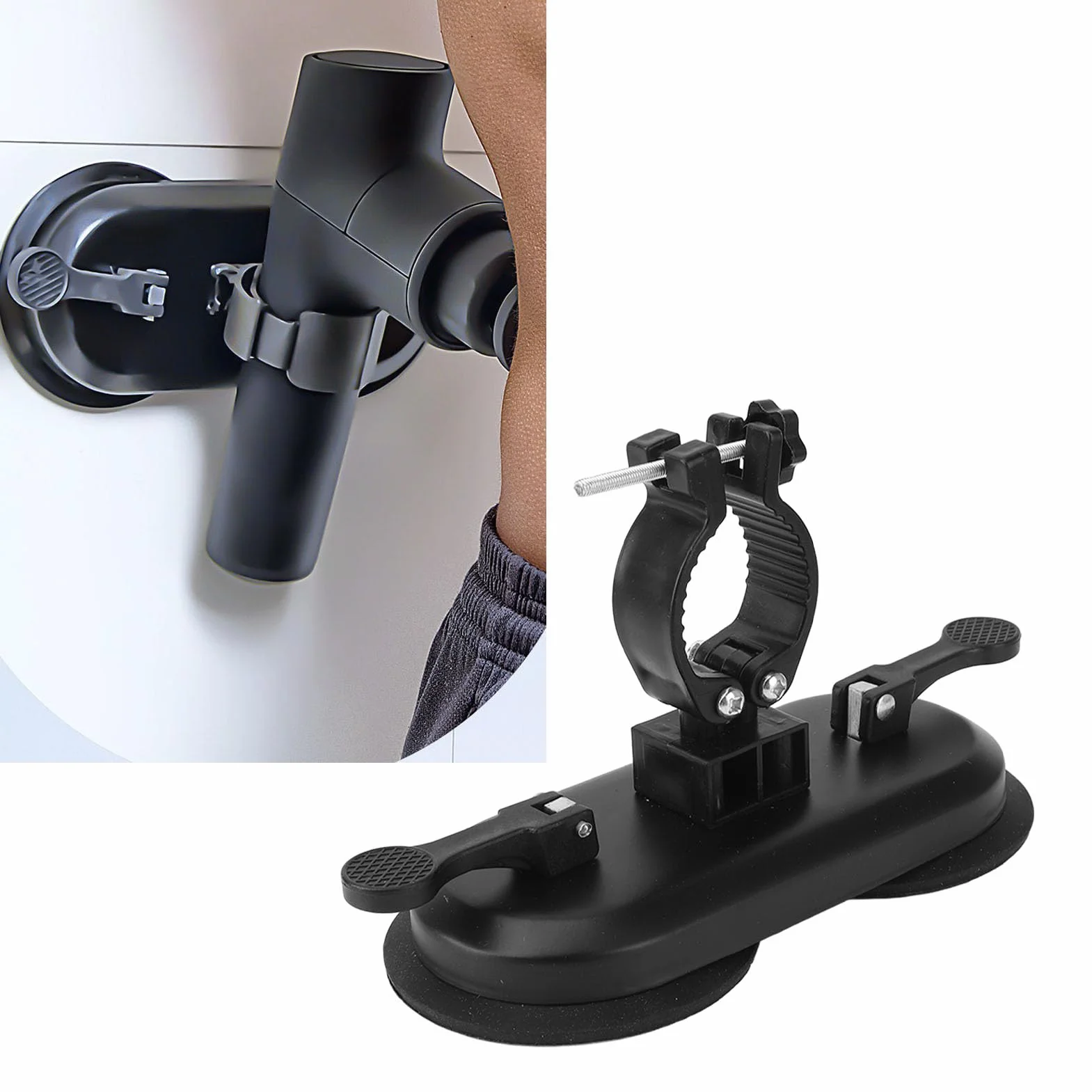 Uchwyt na pistolet do masażu, uchwyt ścienny do pistoletu do masażu z przyssawką próżniową, uchwyt na pistolet do masażu, do prysznica, pleców, do samodzielnego masażu, trudno dostępne obszary