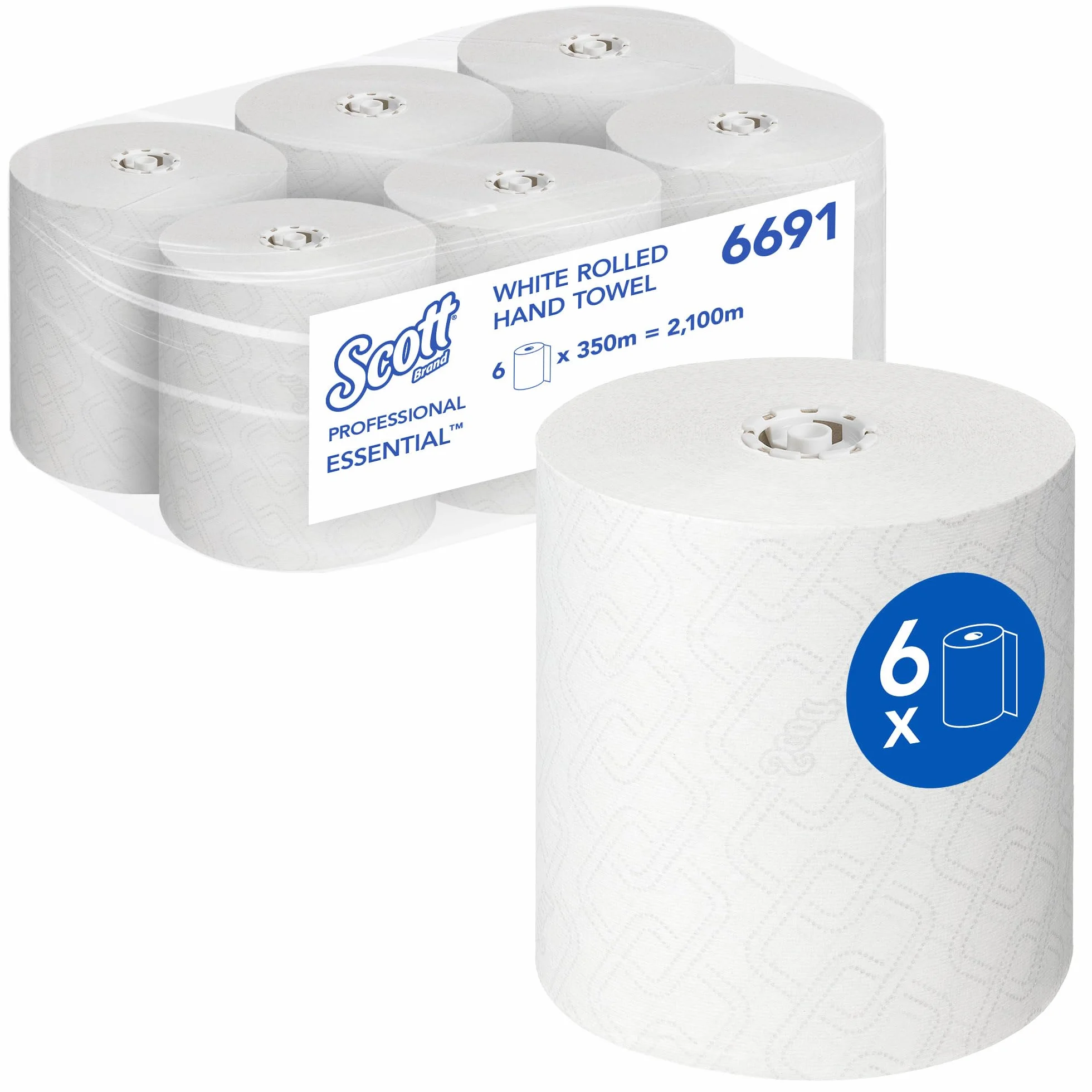 Scott Essential Ręczniki Papierowe w Rolce 6691 6 Rolek 350 m 2100 m Białe