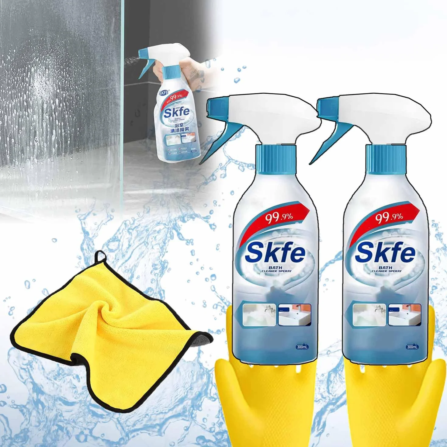 Skfe Środek do czyszczenia wanny w sprayu, do trudnych plam, do łazienki, toalety, prysznica (2)