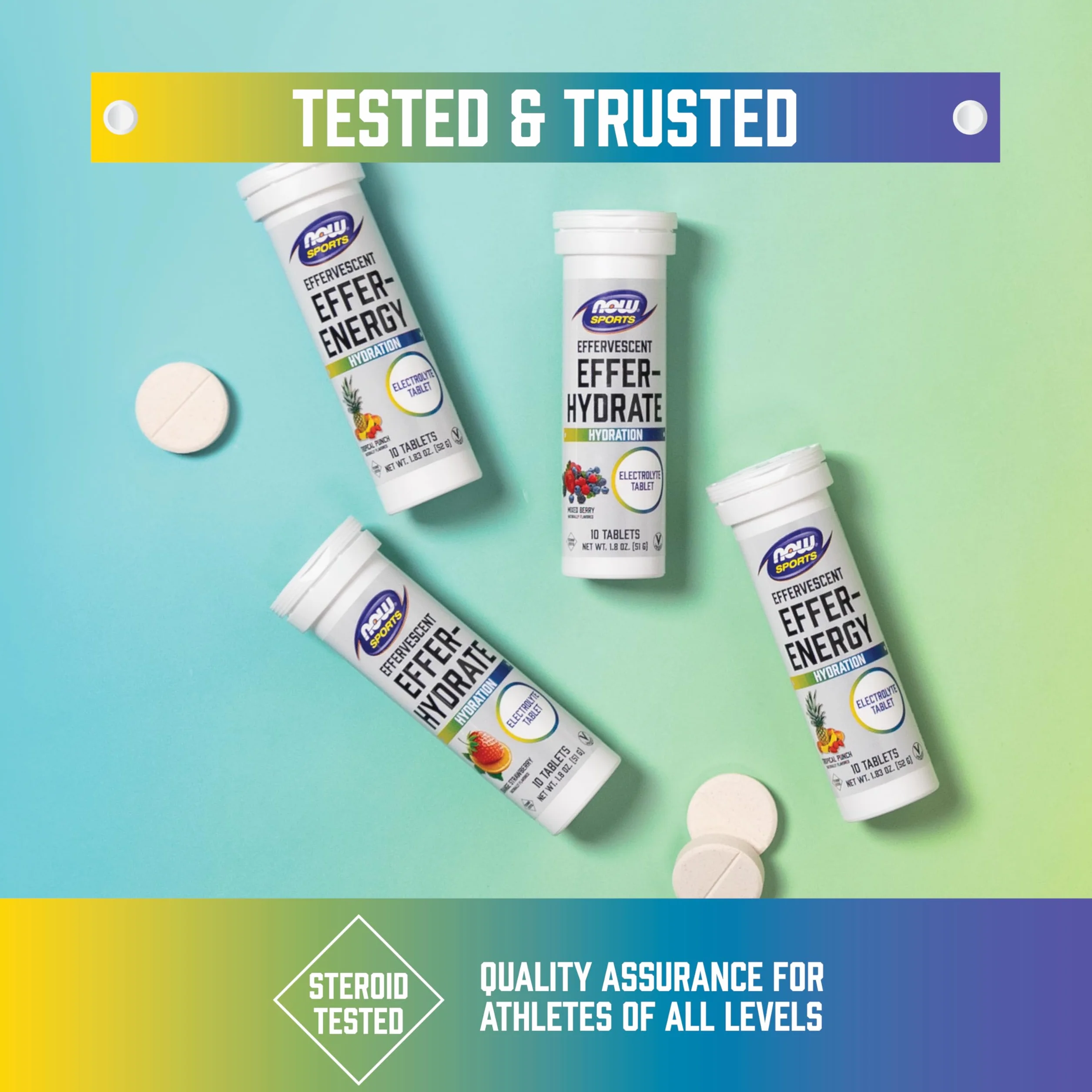 Now Foods Effer-Hydrate (10 serv) Orange Strawberry - Przed i po treningu - Po treningu
