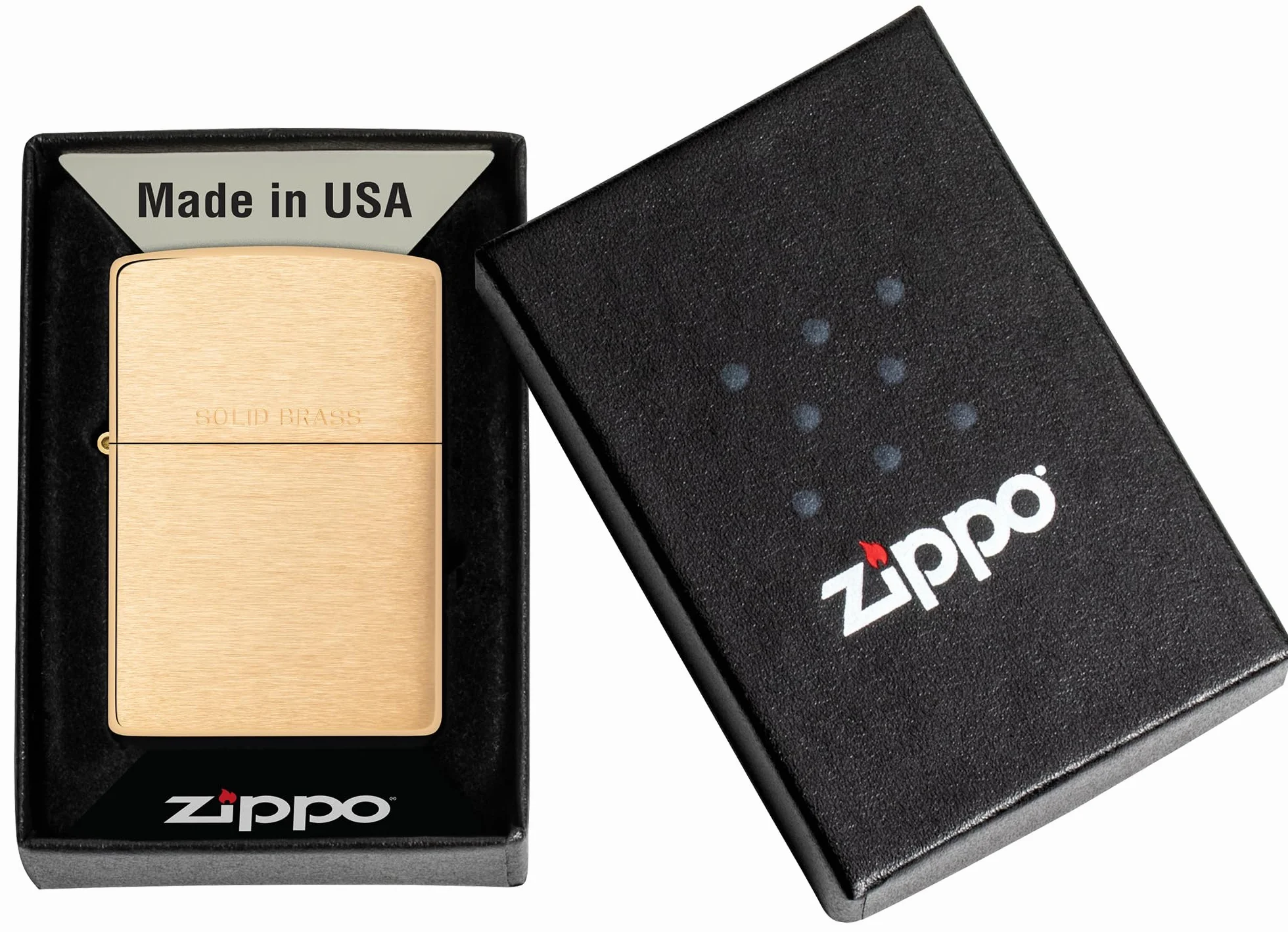 Zippo Wiatroszczelna zapalniczka - szczotkowany mosiądz - złoty - wielokrotnego napełniania - pudełko prezentowe - wyprodukowano w USA