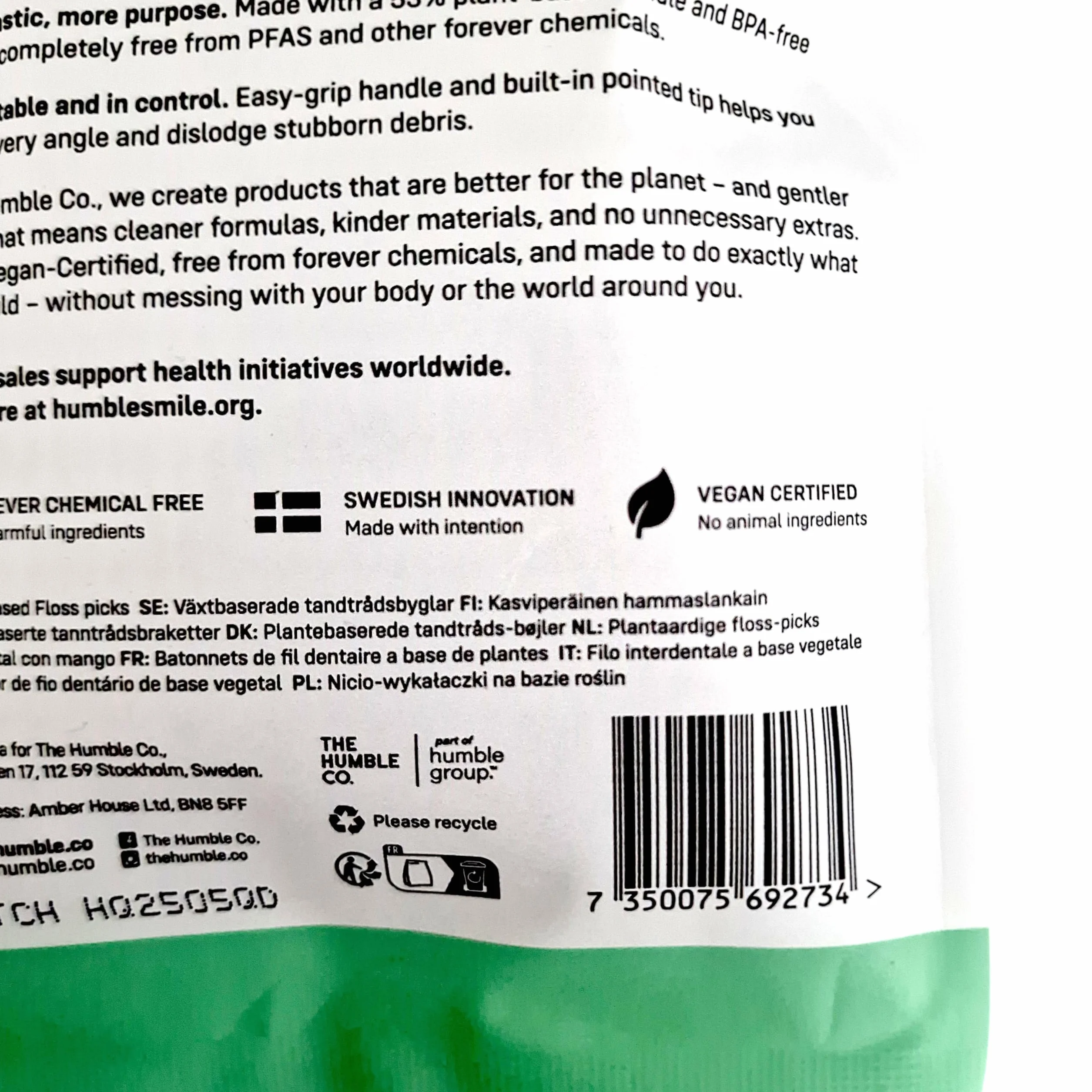 Humble Dental Floss Picks Mint 50pcs - Humble Brush