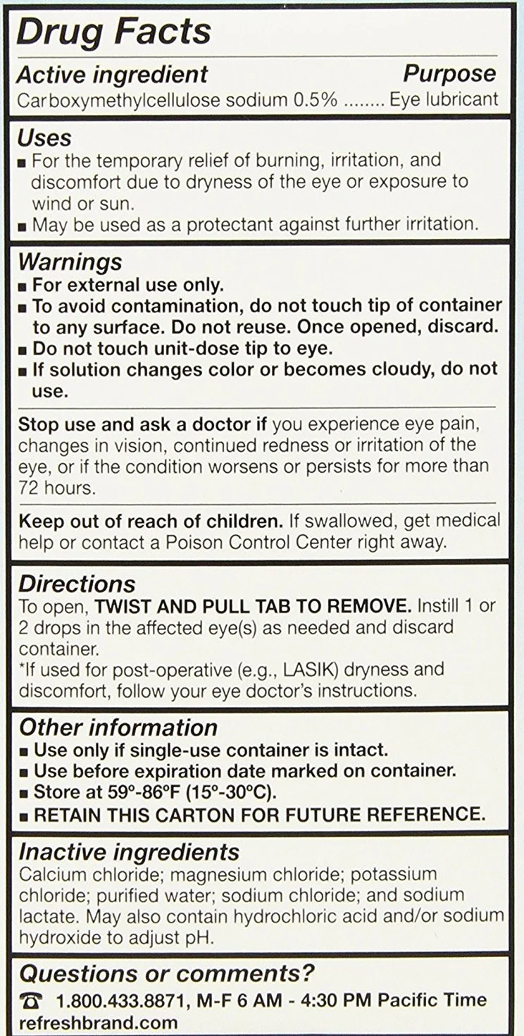 Allergan Refresh Plus Lubricant Eye Drops Single Use Vials 100 ct