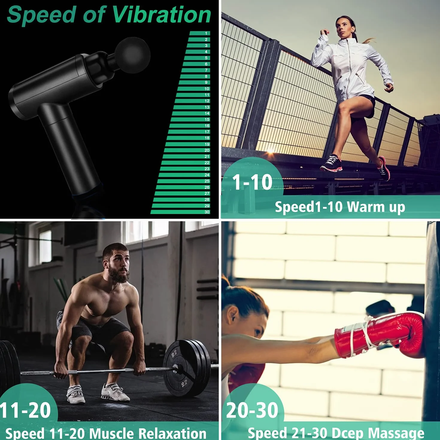Muscle Massage Gun, 30 Speed Deep Tissue Percussion Massager Muscle Massager with 8 Massage Heads Portable Electric Massager for Athletes