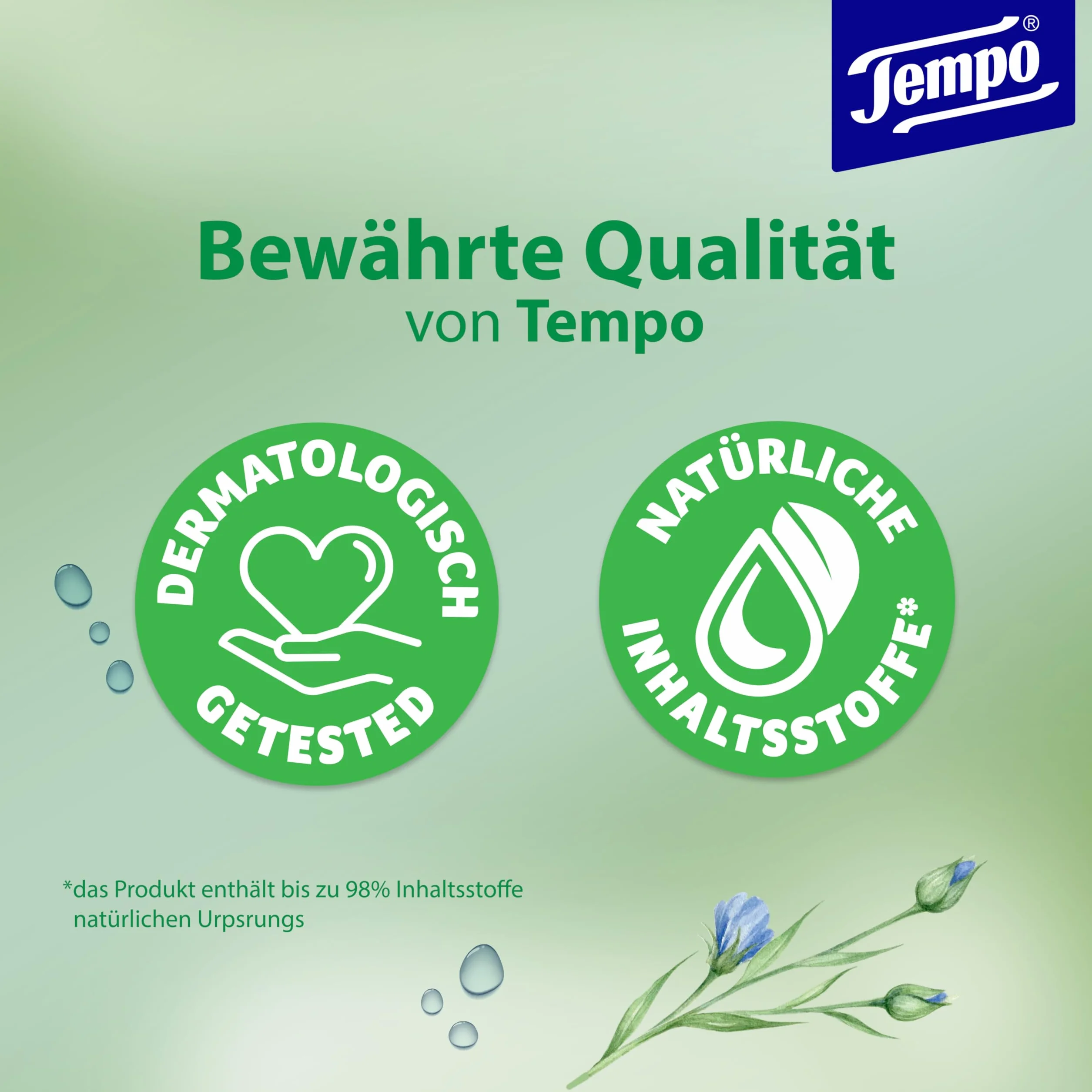 Tempo Papier toaletowy wilgotny Tempo Delikatny pielęgnujący trójpak (18 (6 x 3) opakowań x 42 arkusze każda), duże opakowanie, 1 kg