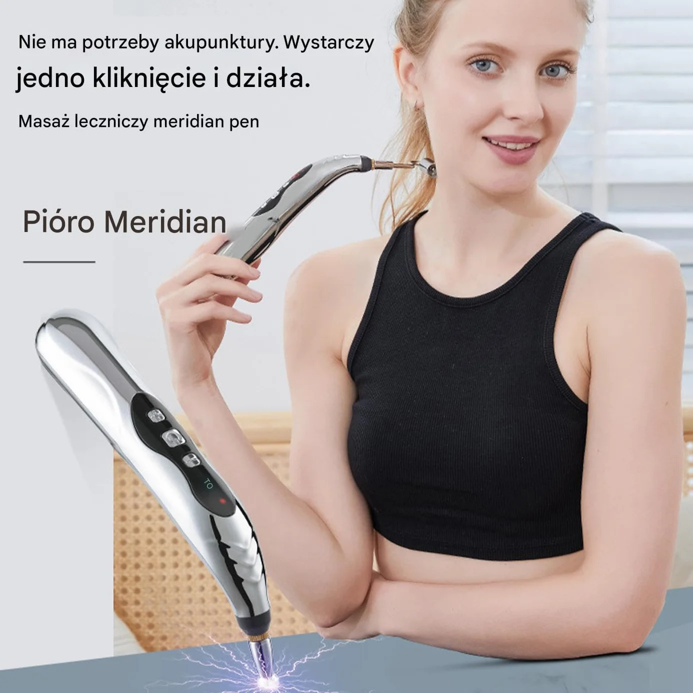 Massage Pen, Meridian Energy Pulse Electric Stimulator, 203g Portable Rechargeable with Adjustable Intensity for Muscle Relaxation