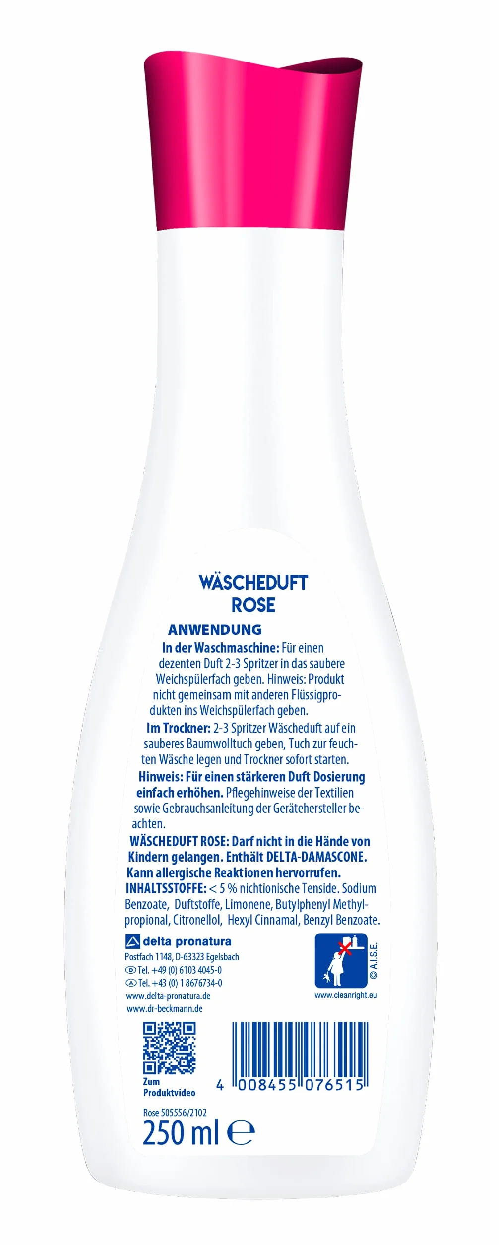 Dr. Beckmann Zapach do prania Rose | świeży i długotrwały | bez płynu do płukania | 3 x 250 ml