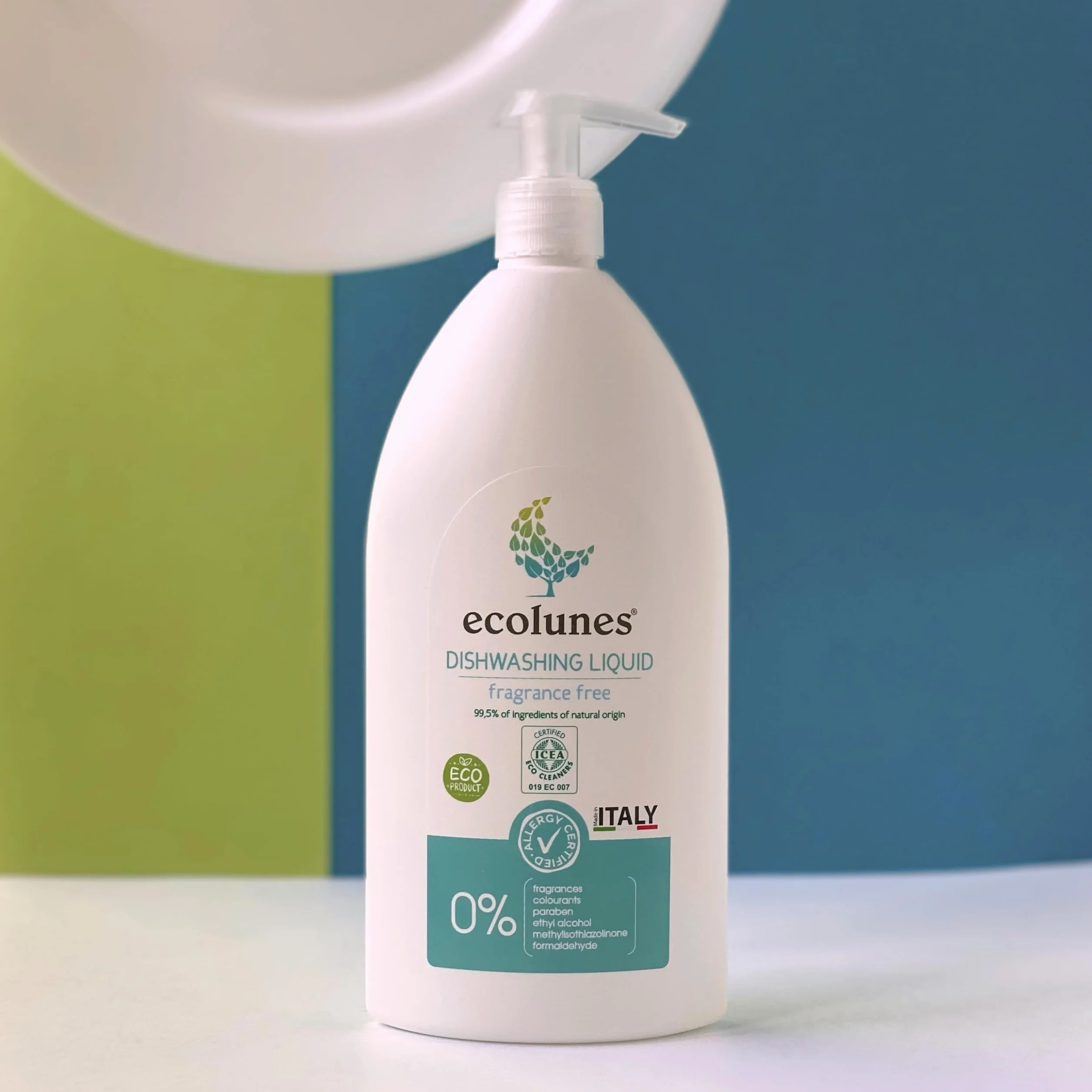 Ecolunes Dishwashing Liquid Fragrance Free hipoalergiczny, bezzapachowy płyn do mycia naczyń, w 99,5% z naturalnych składników, stworzony specjalnie dla osób o wrażliwej skórze, 500ml