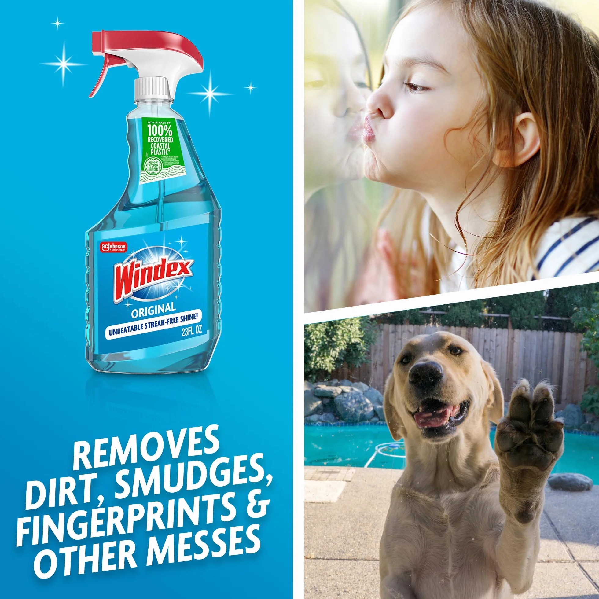 Windex 01980070195 oryginalny środek do czyszczenia szkła, pojemność 23,0 uncji płynu