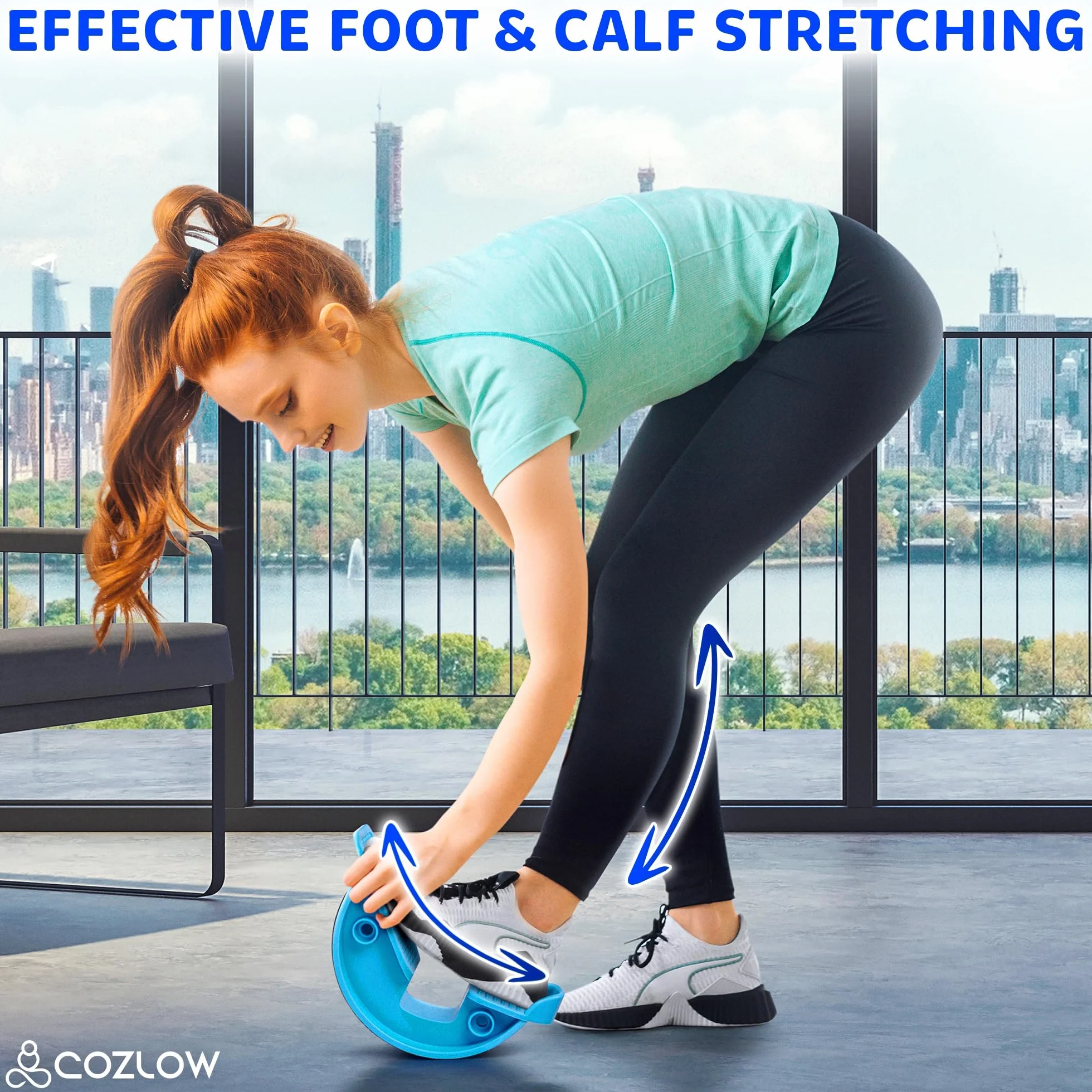 Cozlow Calf Stretcher & Foot Rocker (Blue), Effective Feet Stretching for Ankle Strengthening & Enhanced Flexibility, Pain Relief for Plantar Fasciitis