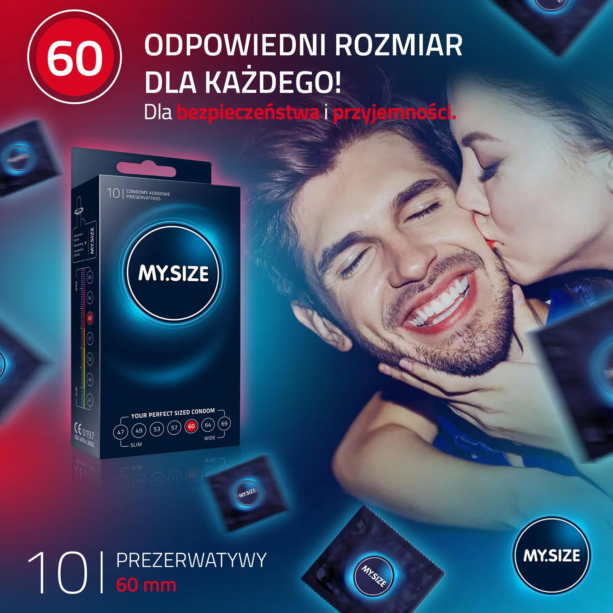Prezerwatywa MY.SIZE 60mm, 10 sztuki - idealne dopasowanie i odpowiedni rozmiar dla każdego
