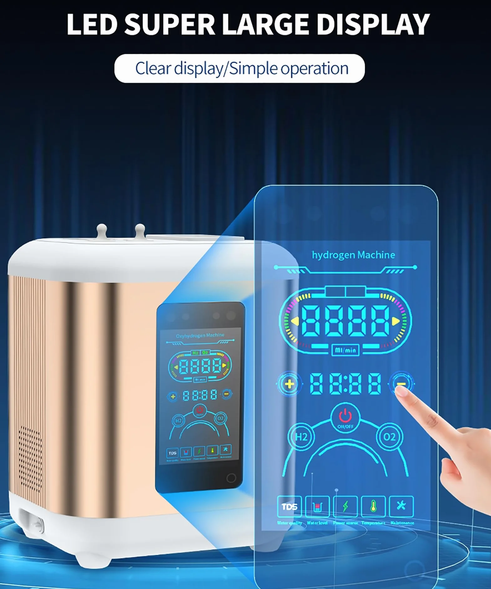 Przenośny inhalator wodorowy 2 w 1 Gold 600ml/min z separacją i funkcją pulsacyjną