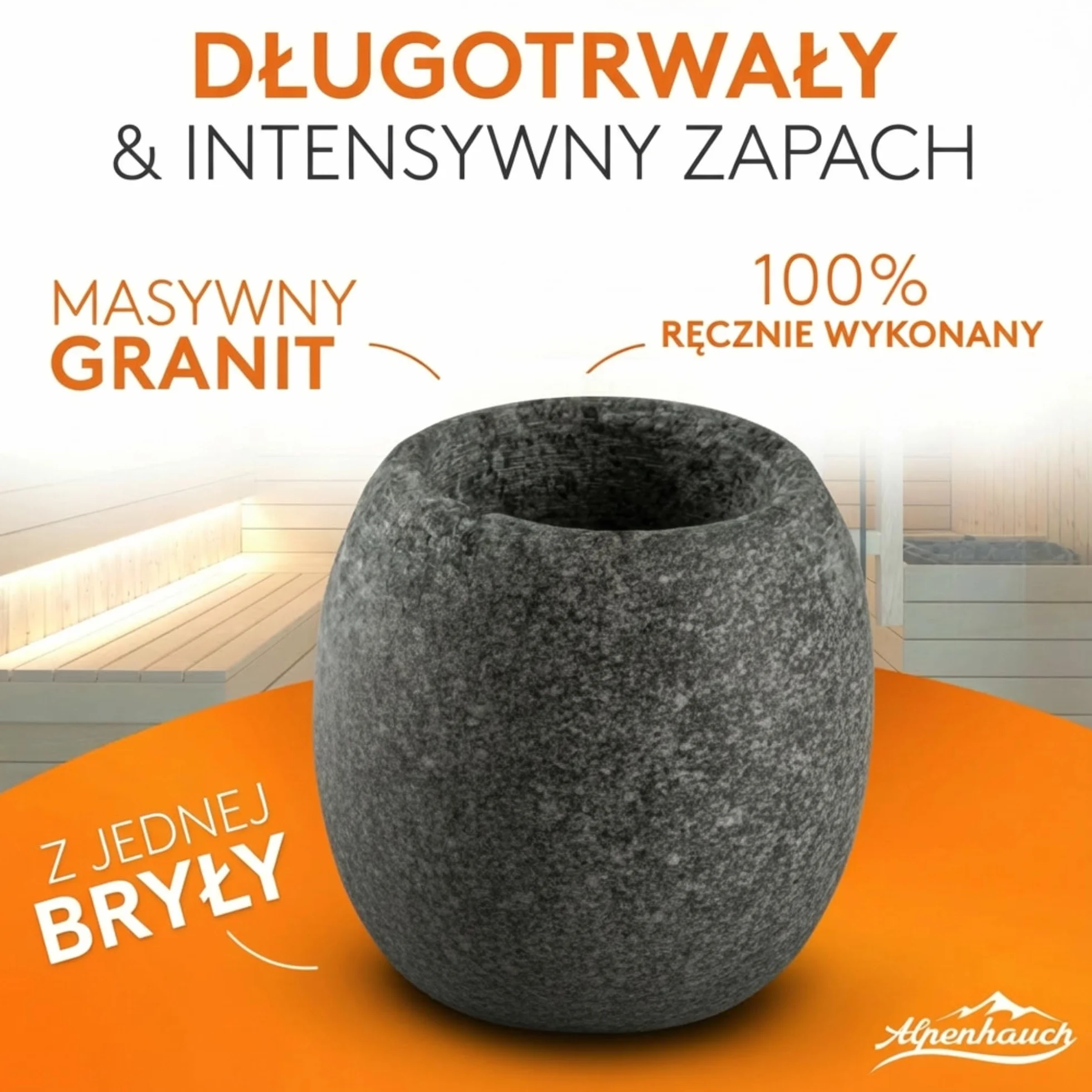ALPENHAUCH Sauna Jajko z masywnego serpentynu [5x5cm] - odporne na wysoką temperaturę jajko do sauny z aromatem dla intensywnego zapachu - Naturalne jajko do sauny na kryształki mentolowe i olejki do