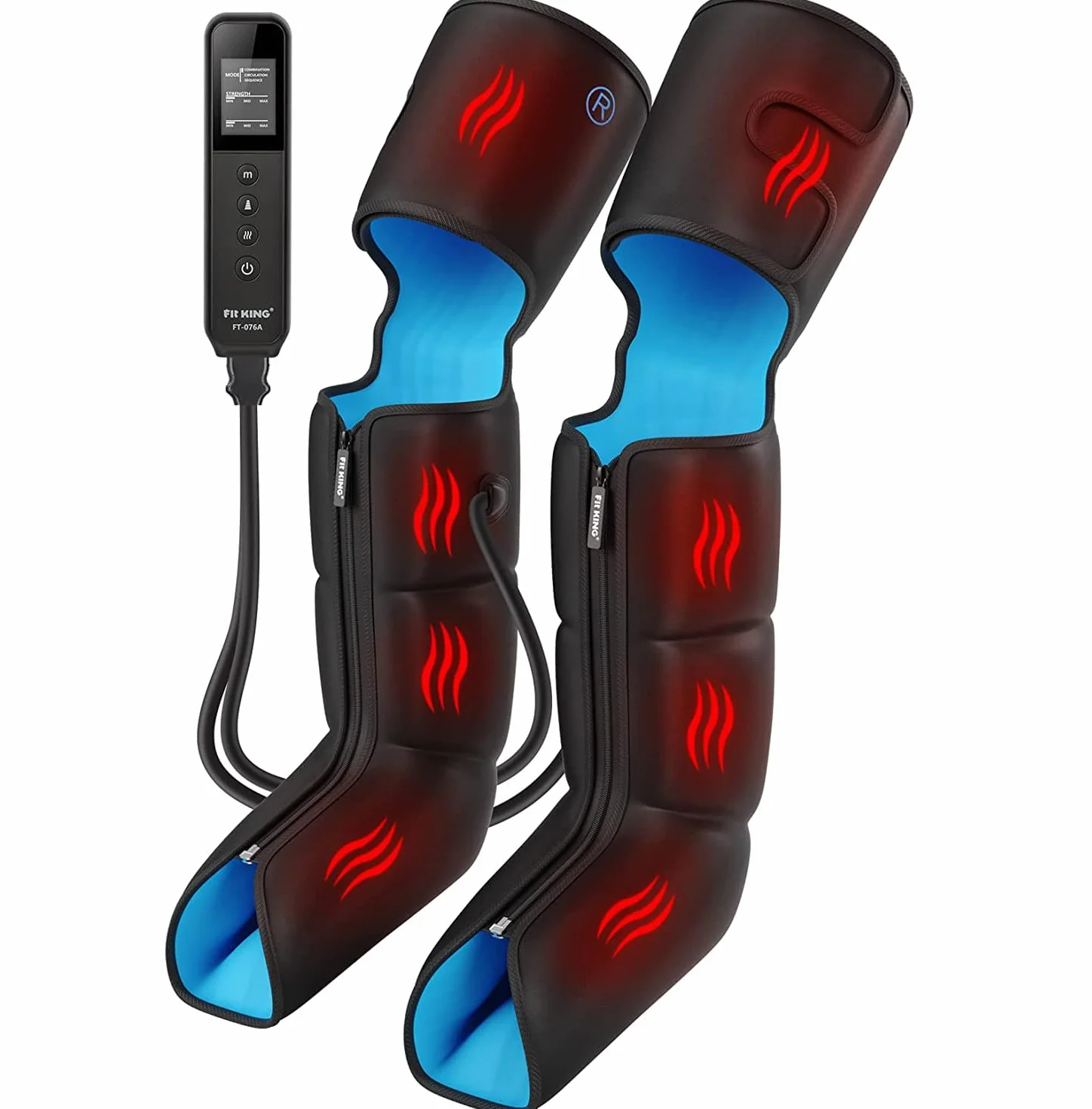 FIT KING Masażery nóg do bólu i krążenia buty kompresyjne z ciepłem, masażer nóg do opuchniętych nóg, obrzęków, łagodzenie bólu RLS, regeneracja po ciężkim treningu