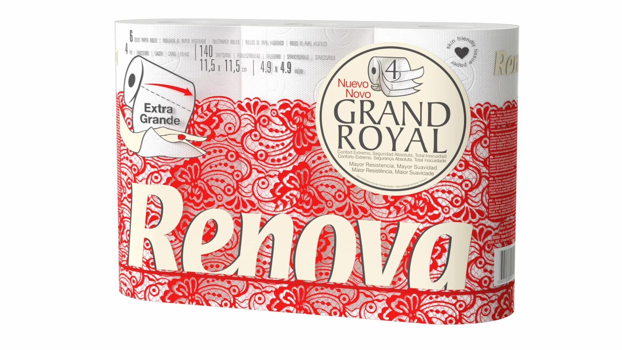 Renova Grand Royal 200074312 Papier Toaletowy, Biały, 6 rolek